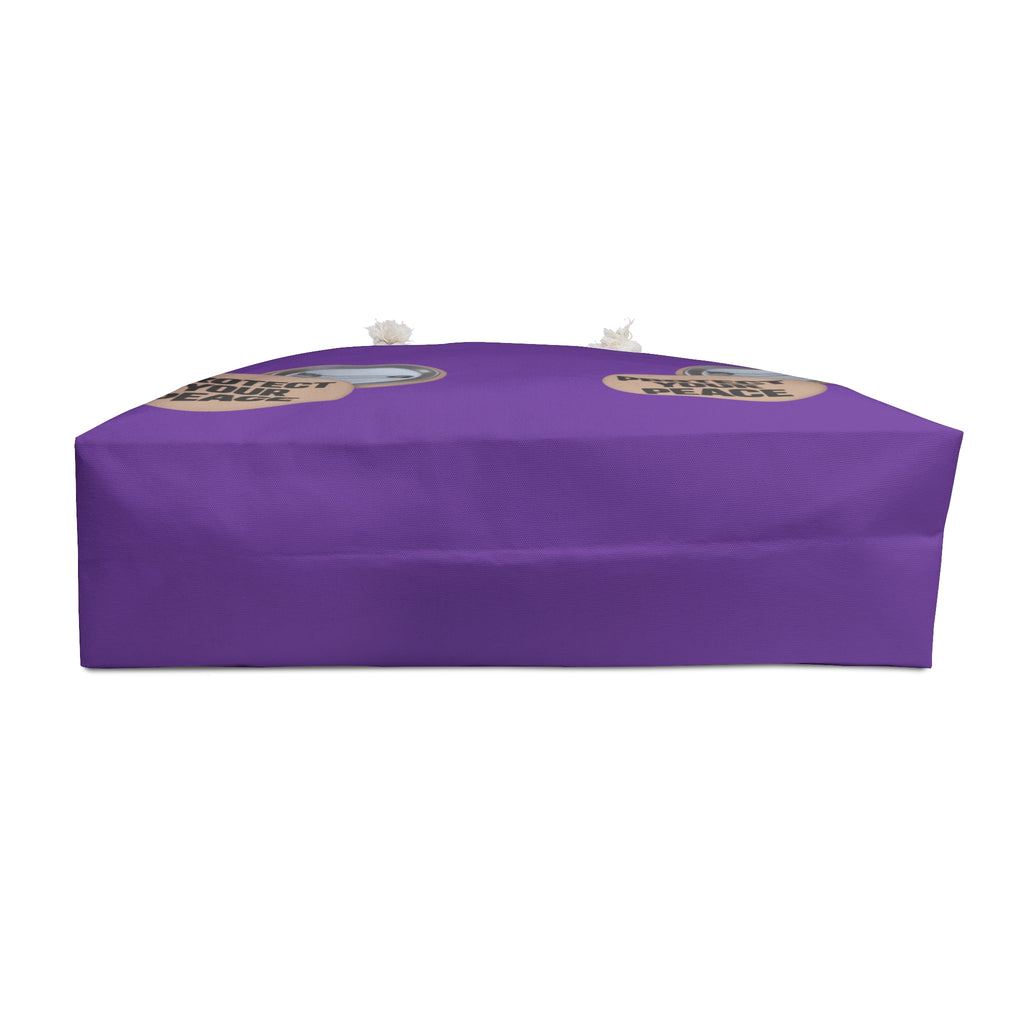 Protect Your Peace Weekender Bag — Purple Travel Tote with Motivational Button Design