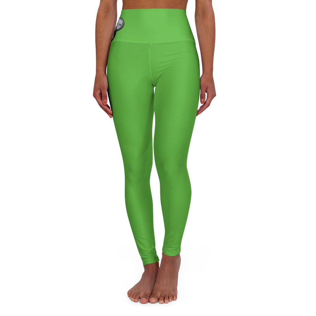 High-Waist Green Yoga Leggings — Seamless AOP Activewear Graphic design Protect Your Peace.