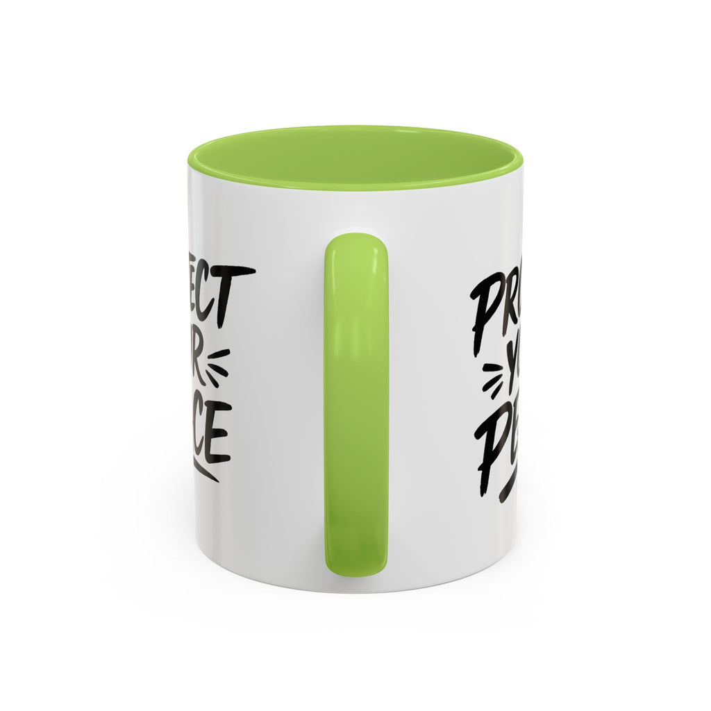Protect Your Peace Accent Coffee Mug — Inspirational Black & White Ceramic
