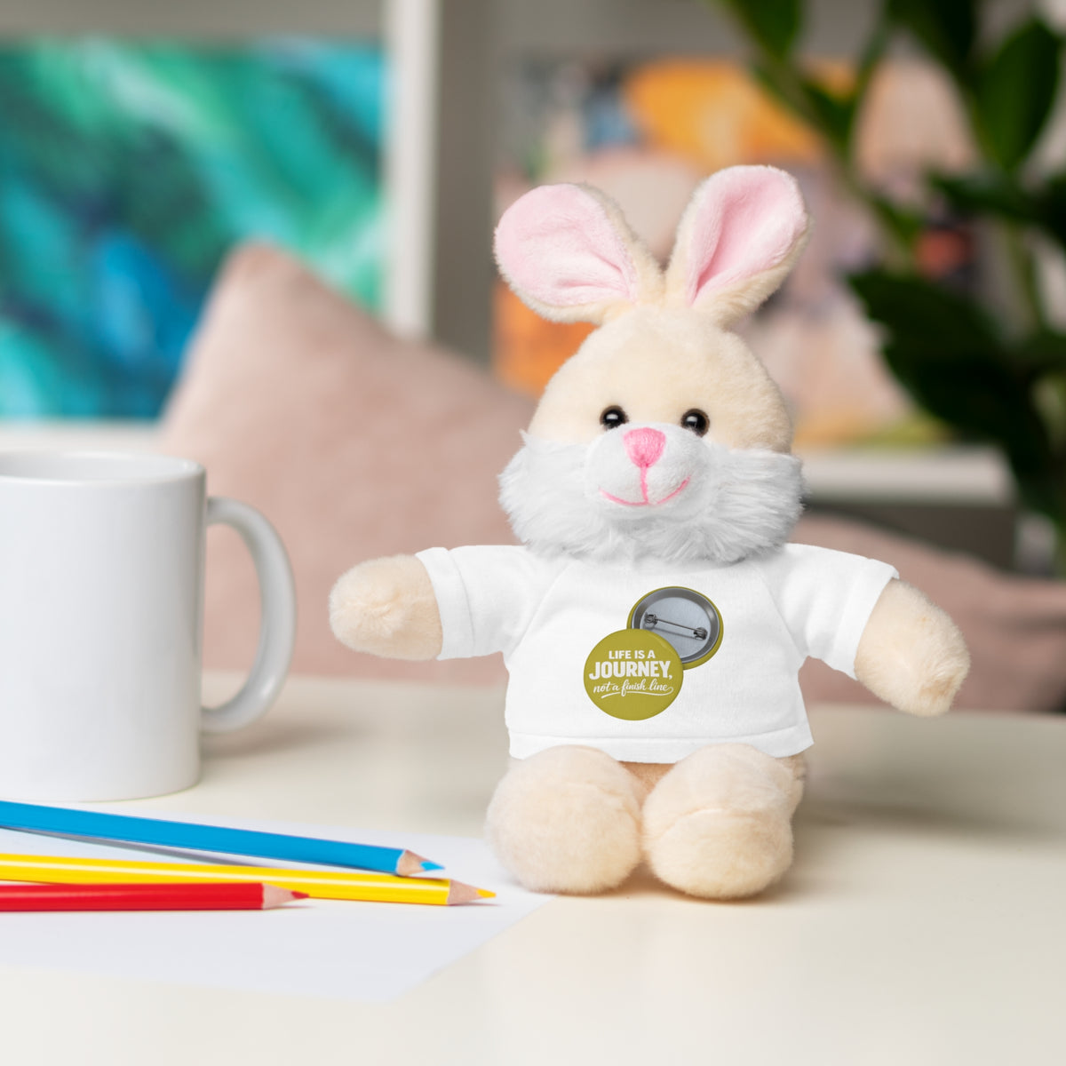 Cute Brown Teddy Bear with 'Life Is a Journey not a finish line.' Tee — Plush Gift for Kids & Travelers