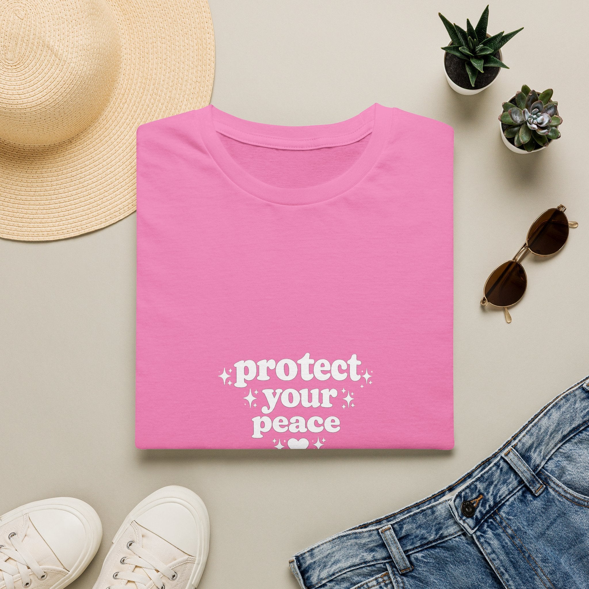 Protect Your Peace T-Shirt — Minimalist Embroidered Self-Care Tee