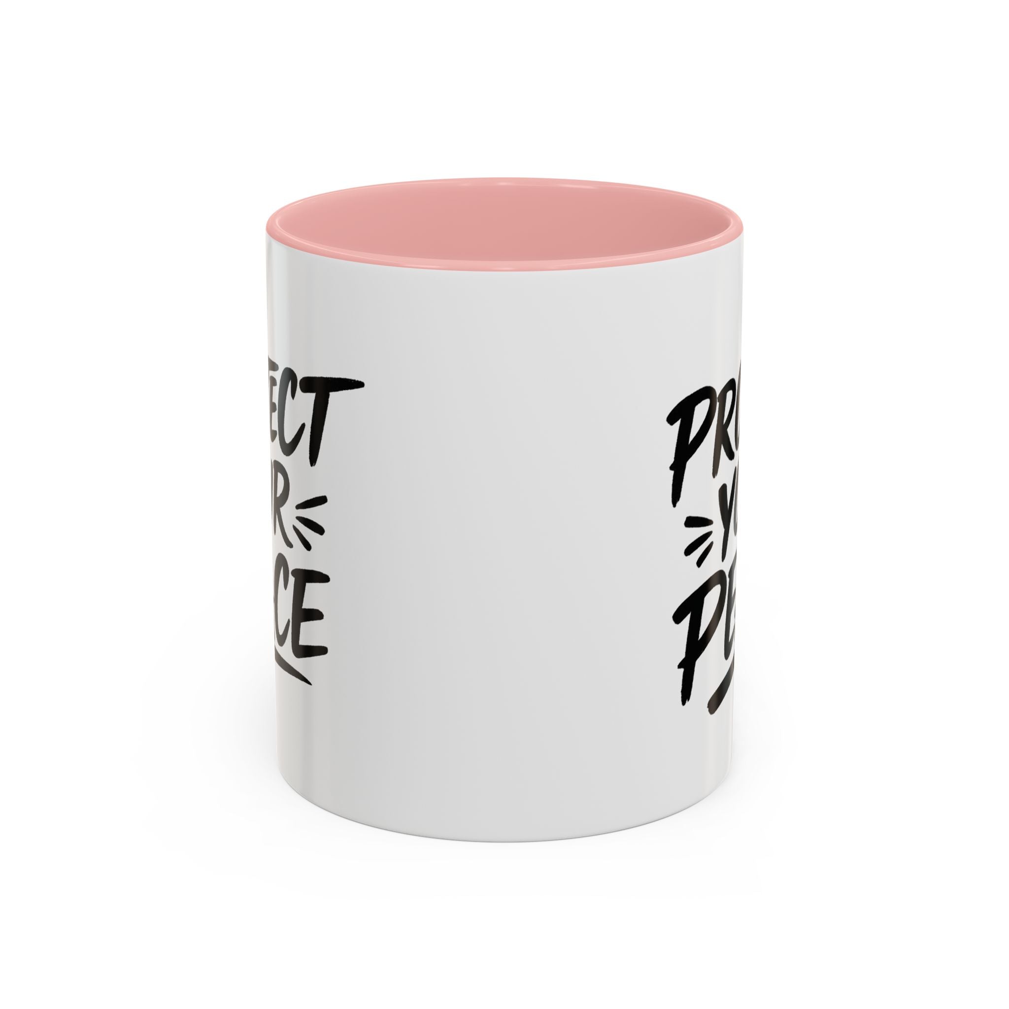Protect Your Peace Accent Coffee Mug — Inspirational Black & White Ceramic