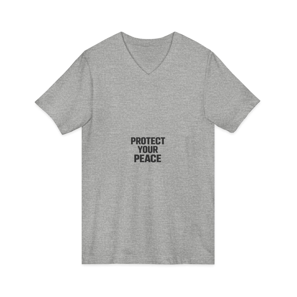 Protect Your Peace V-Neck Tee — Minimalist Self-Care Message Shirt