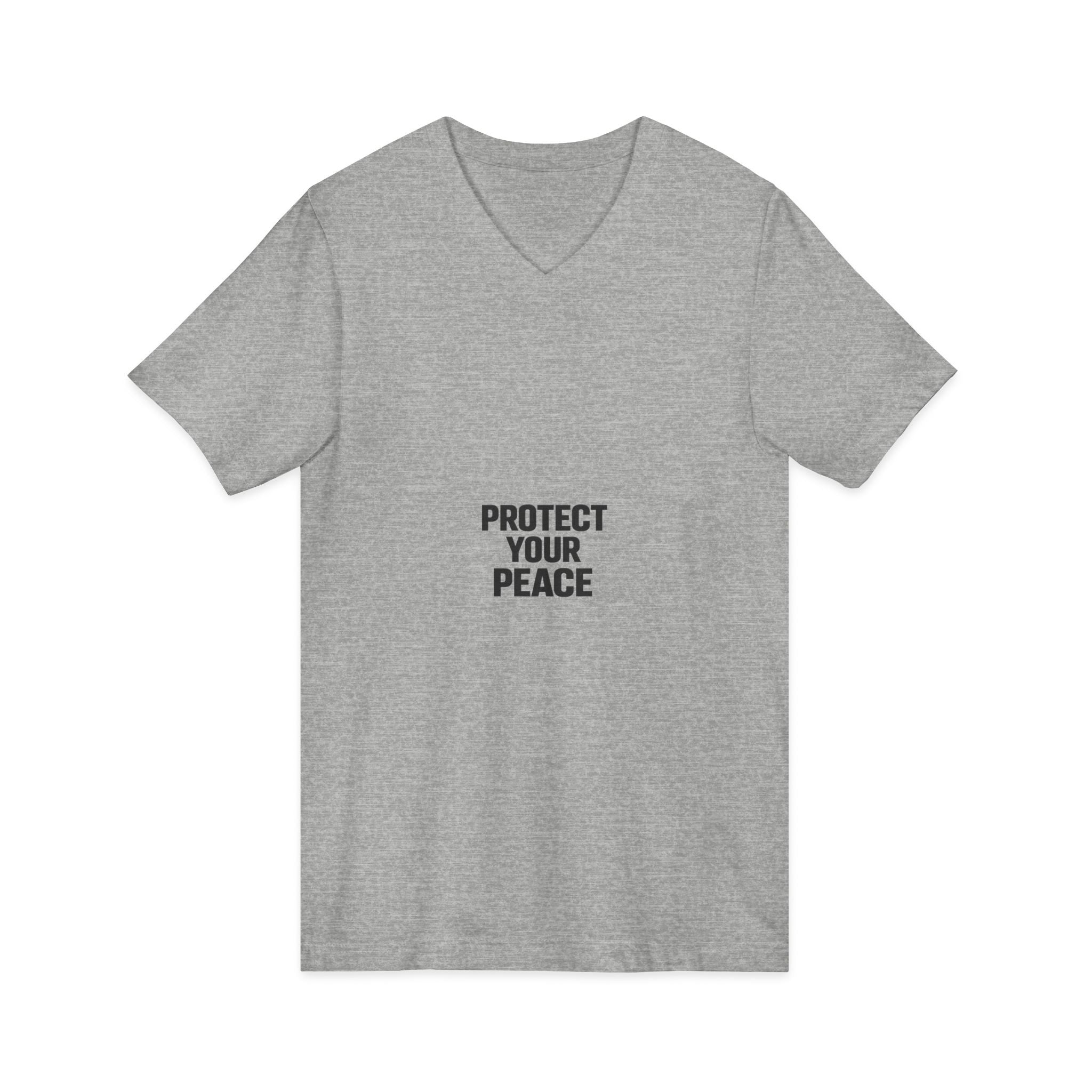 Protect Your Peace V-Neck Tee — Minimalist Self-Care Message Shirt