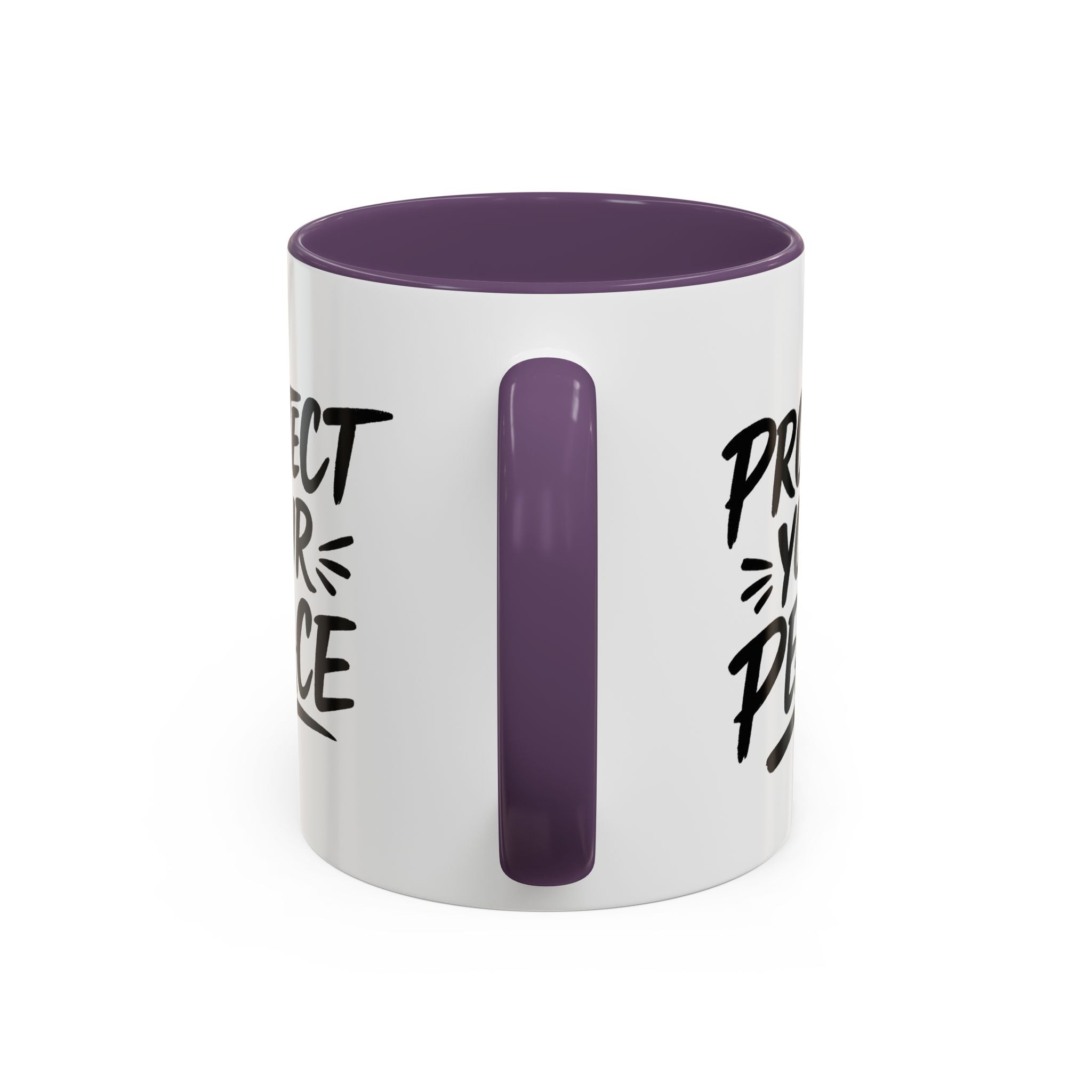 Protect Your Peace Accent Coffee Mug — Inspirational Black & White Ceramic
