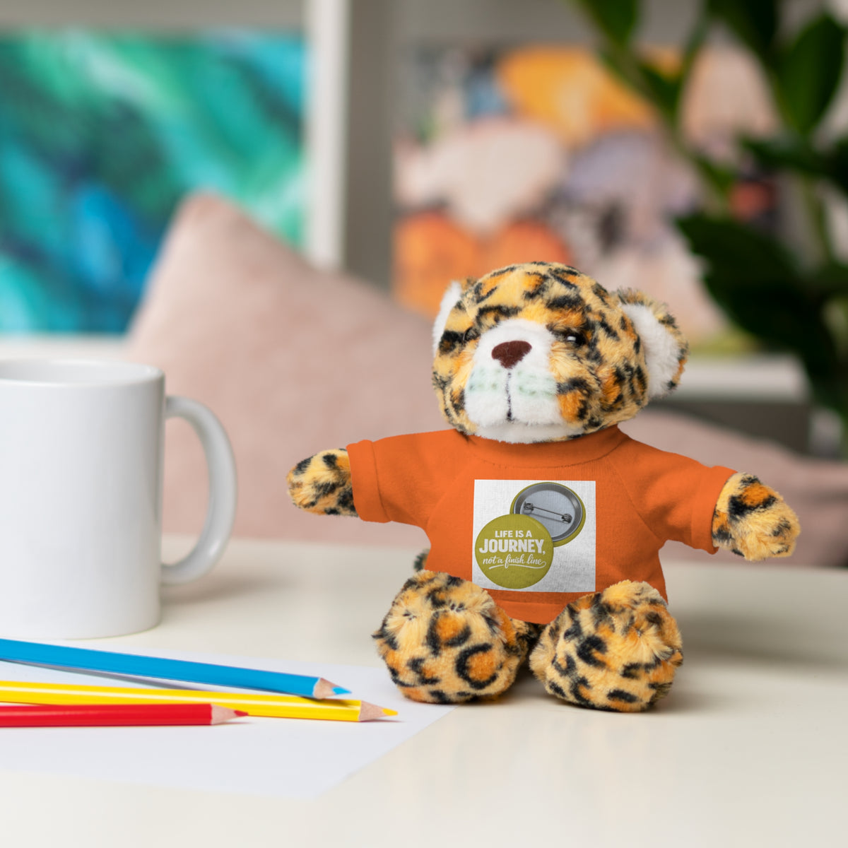 Cute Brown Teddy Bear with 'Life Is a Journey not a finish line.' Tee — Plush Gift for Kids & Travelers