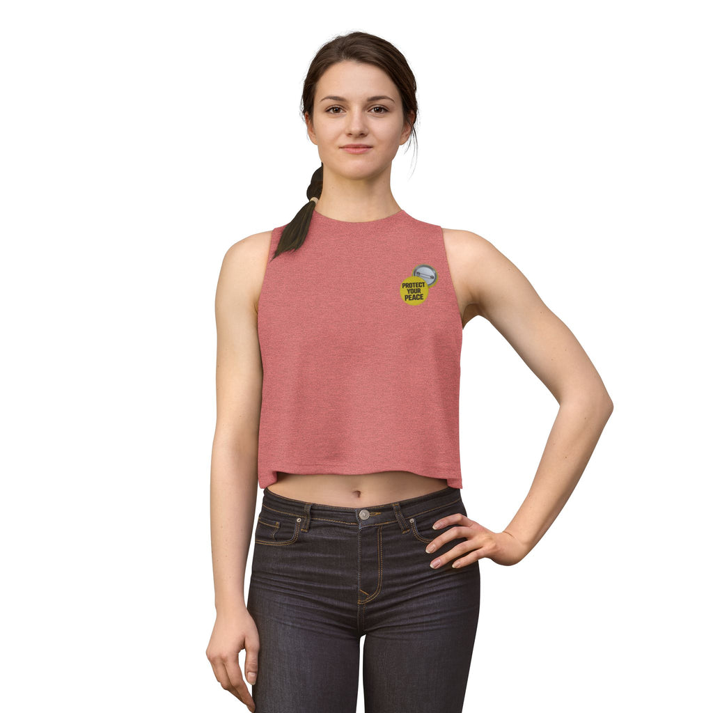 Women's Crop Top — 'Protect Your Peace' Minimal Badge Tank Top