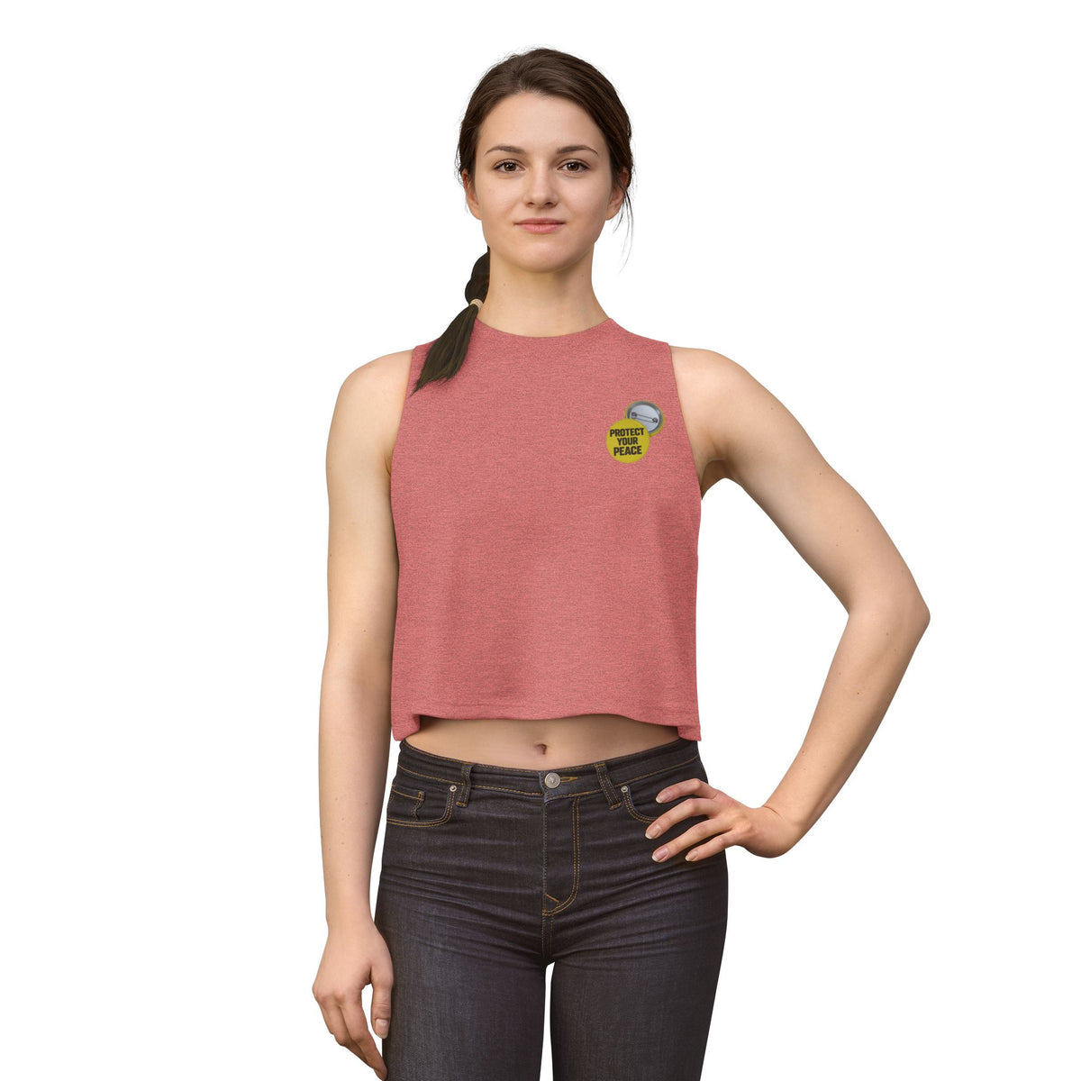 Women's Crop Top — 'Protect Your Peace' Minimal Badge Tank Top