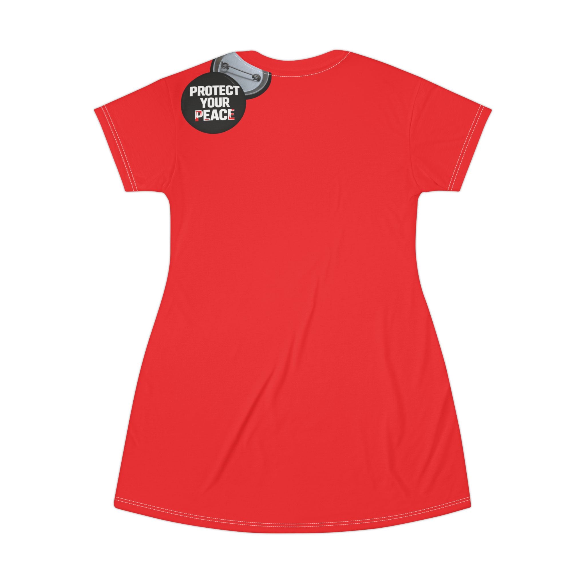 Protect Your Peace T‑Shirt Dress — Red Graphic AOP