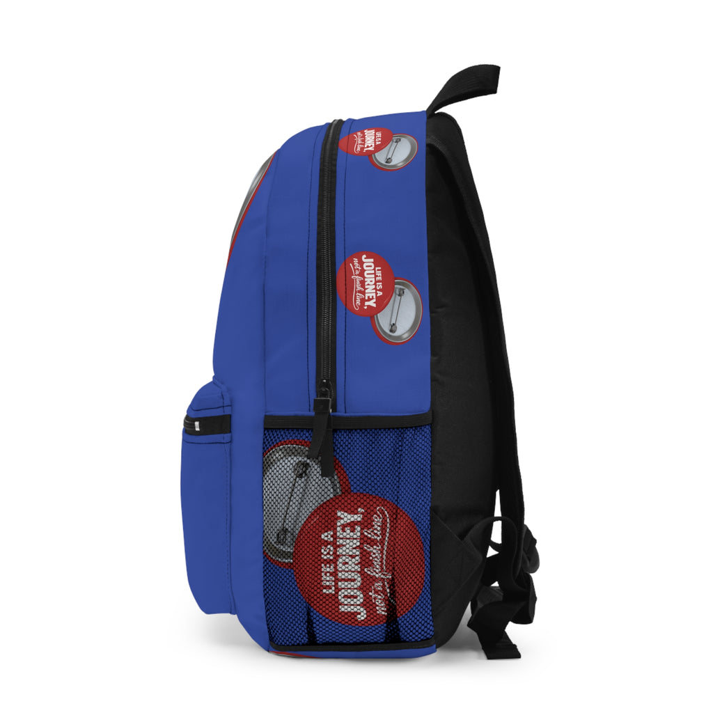 Journey Quote Backpack graphic design — "Life Is A Journey, Not A Finish Line" Motivational School Bag