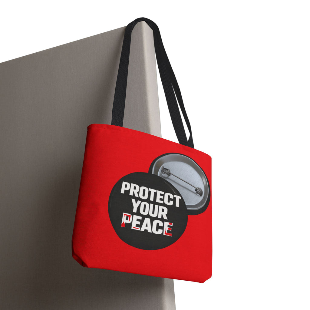 Tote Bag — "Protect Your Peace" Button Design All-Over Print Tote