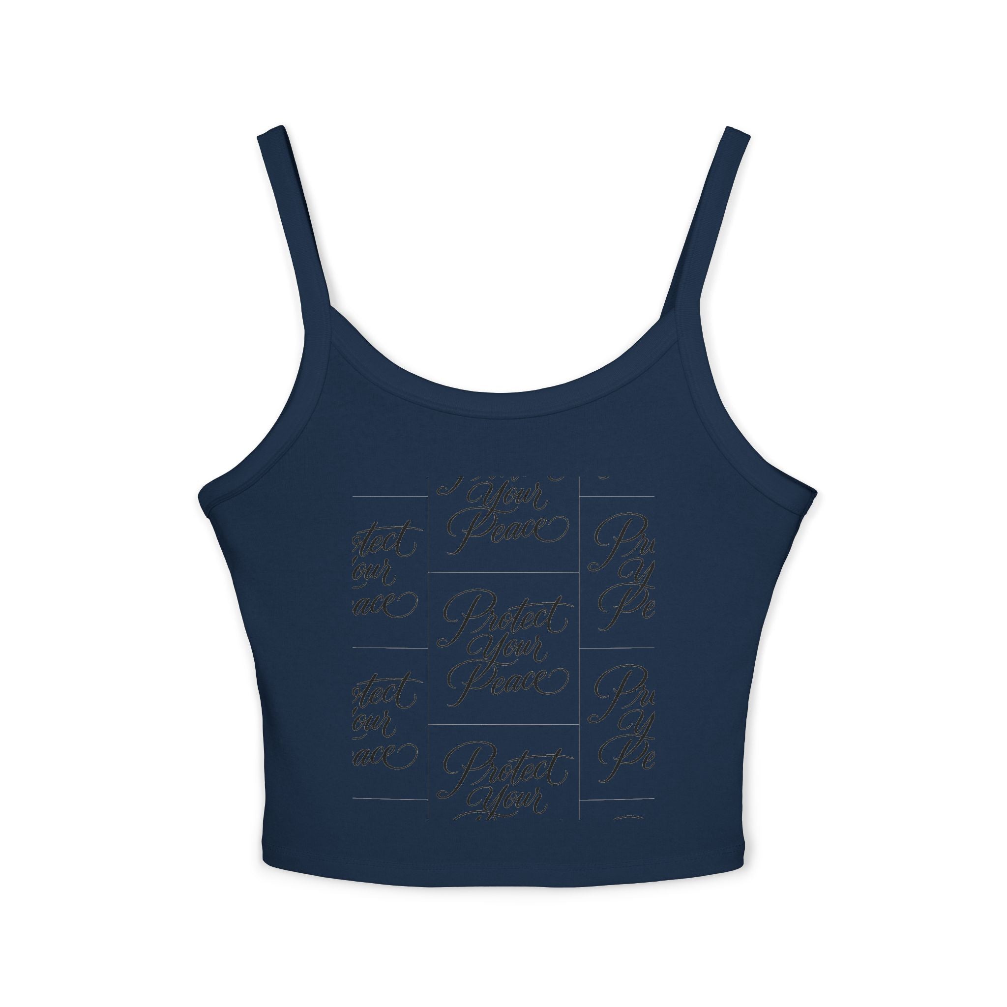 Crop Tank Top2 — "Protect Your Peace" Script Grid Graphic