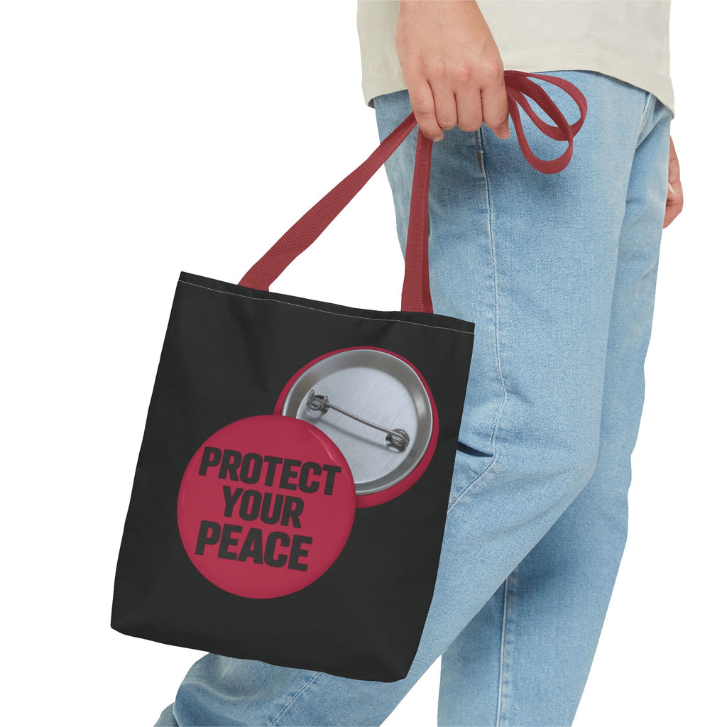 Protect Your Peace Button Graphic Tote Bag