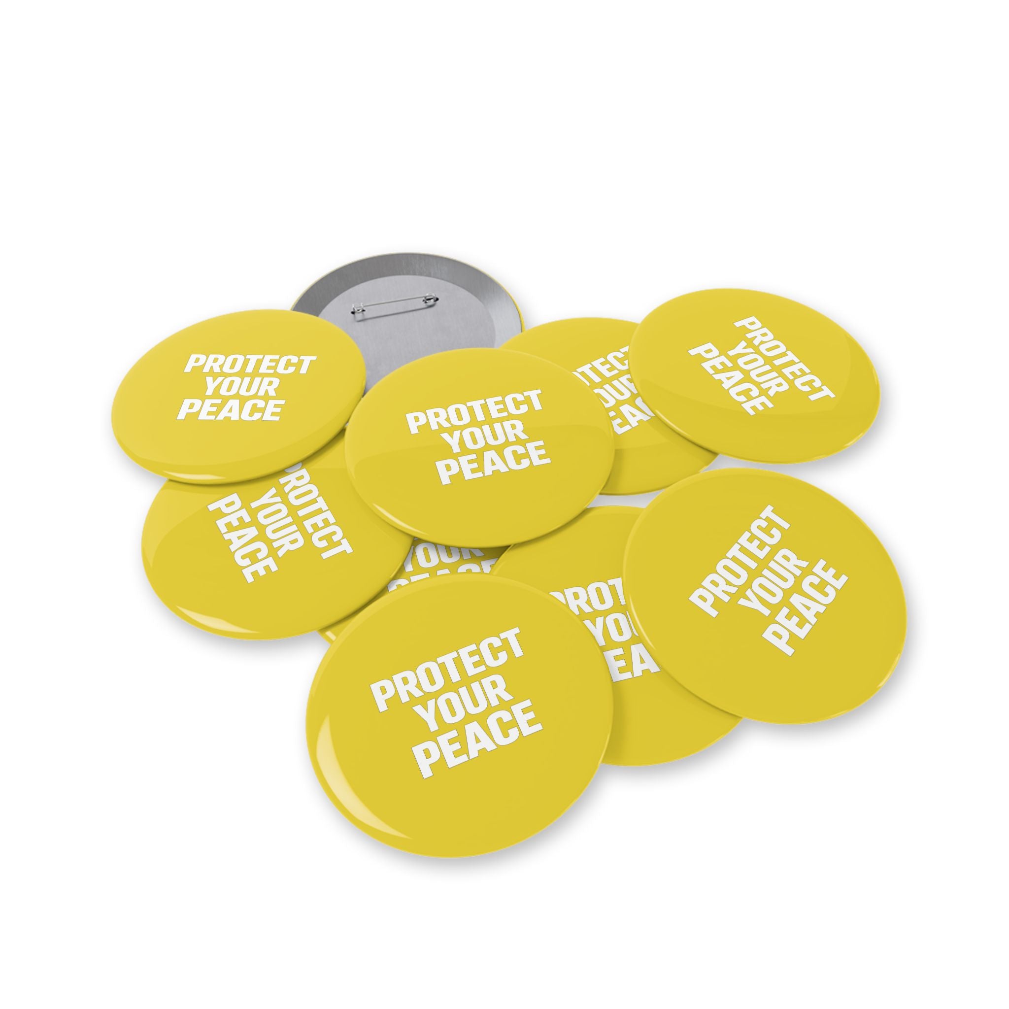 Protect Your Peace Round Pin – Yellow Positive Message Button Badge