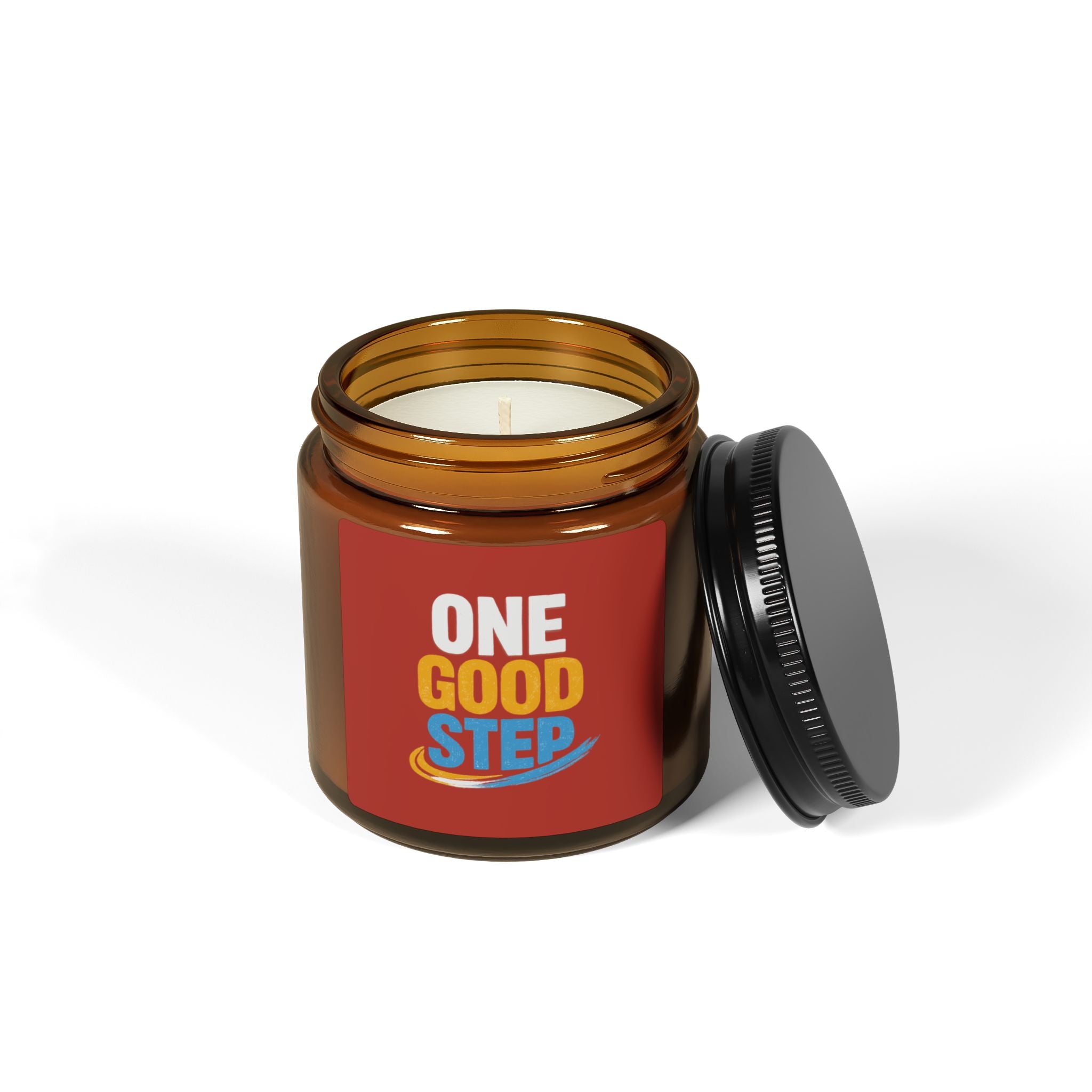 One Good Step Scented Soy Candle — Amber Jar Aromatherapy Candle (Motivational Gift)