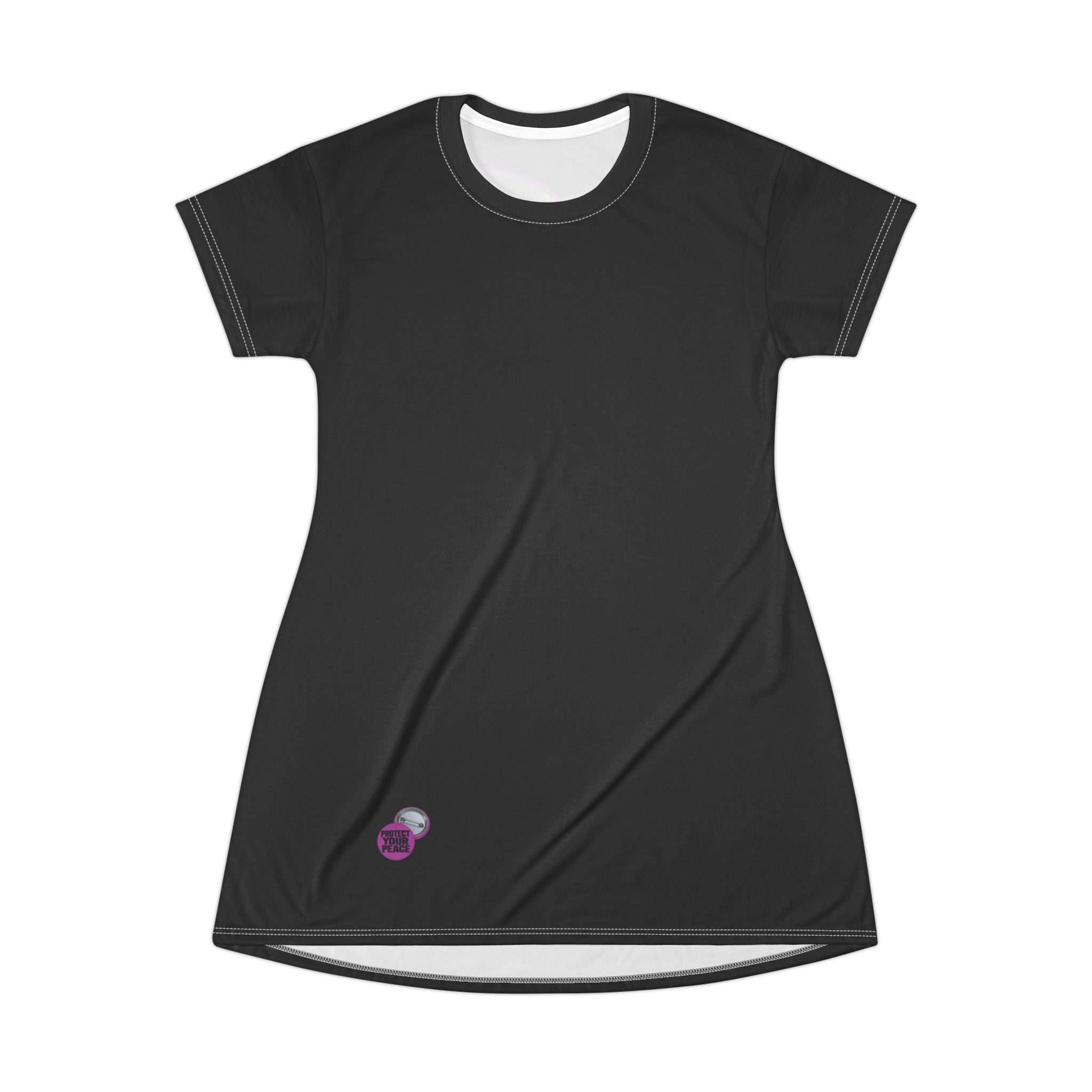 Protect Your Peace T-Shirt Dress — Peaceful Message Graphic AOP Dress