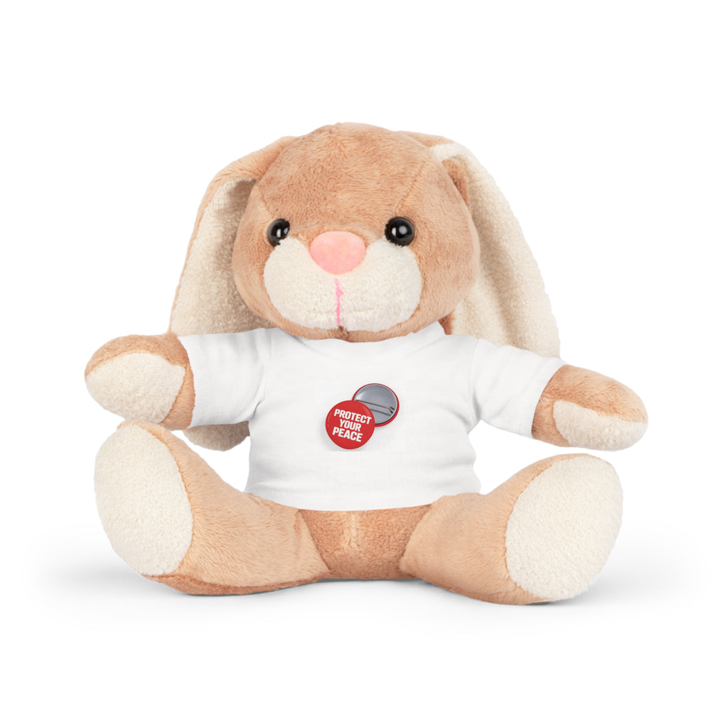 Teddy Bear Plush with “Protect Peace” Button Tee