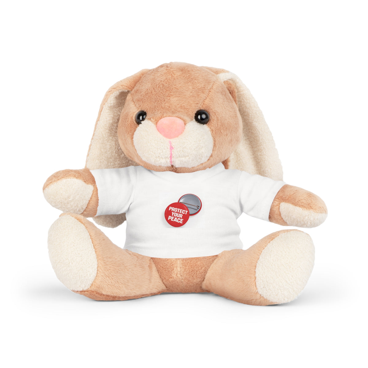 Teddy Bear Plush with “Protect Peace” Button Tee