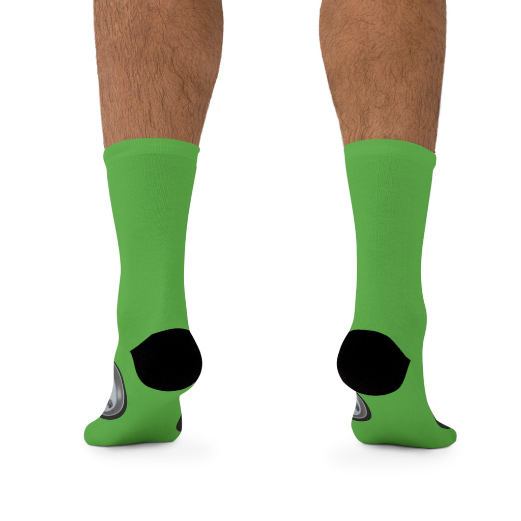 Protect Your Peace Green socks with graphic design .