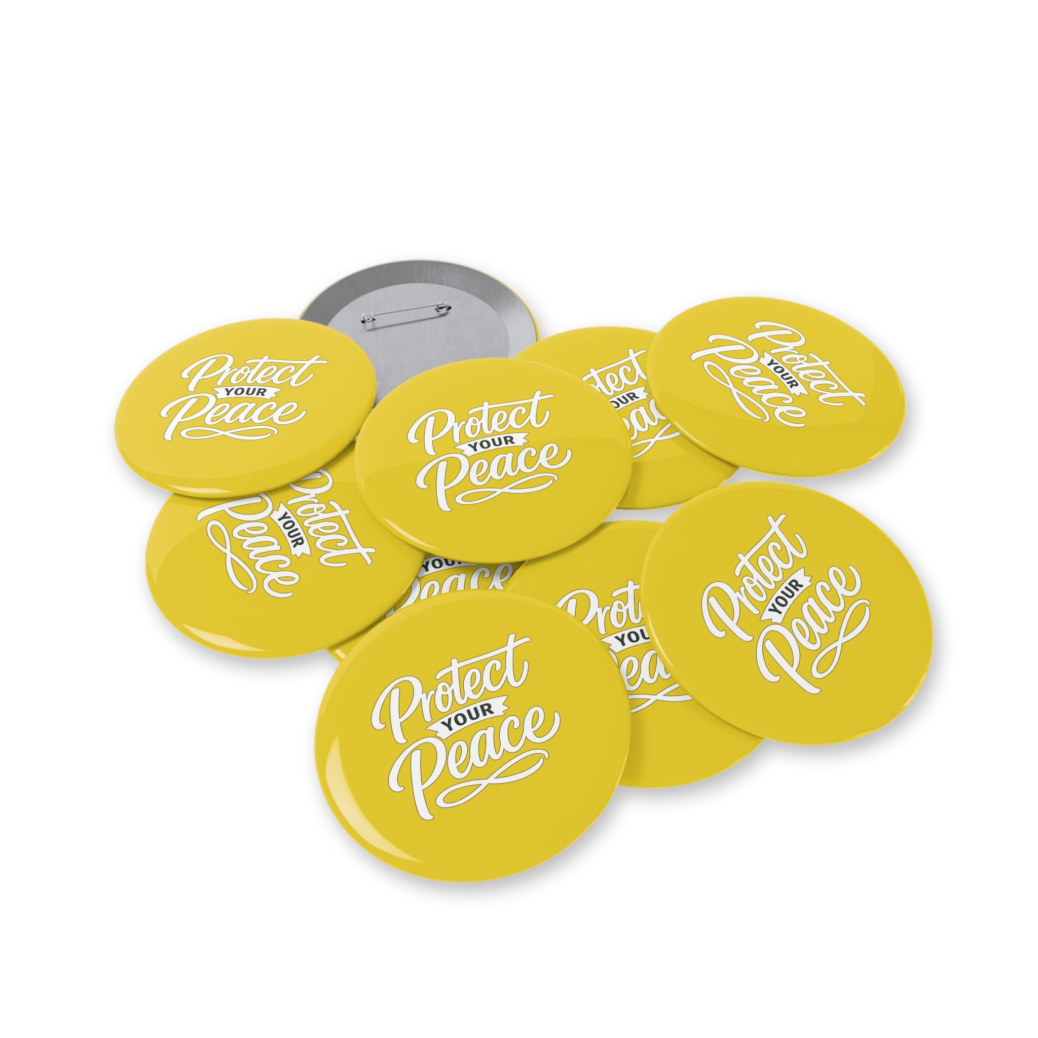 Protect Your Peace Round Pin — Inspirational Yellow Button Badge