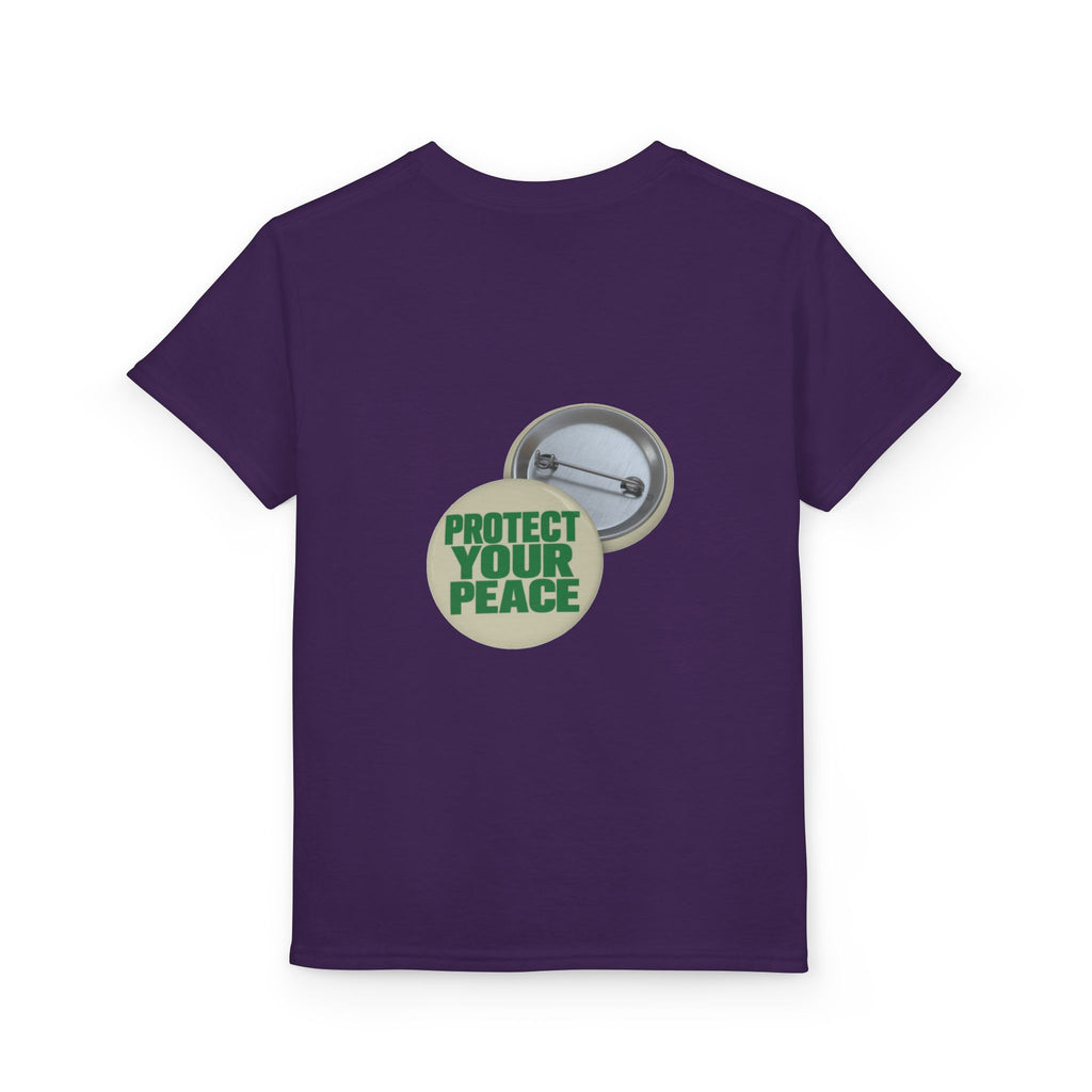 Youth T-Shirt — "Protect Your Peace" Button Graphic