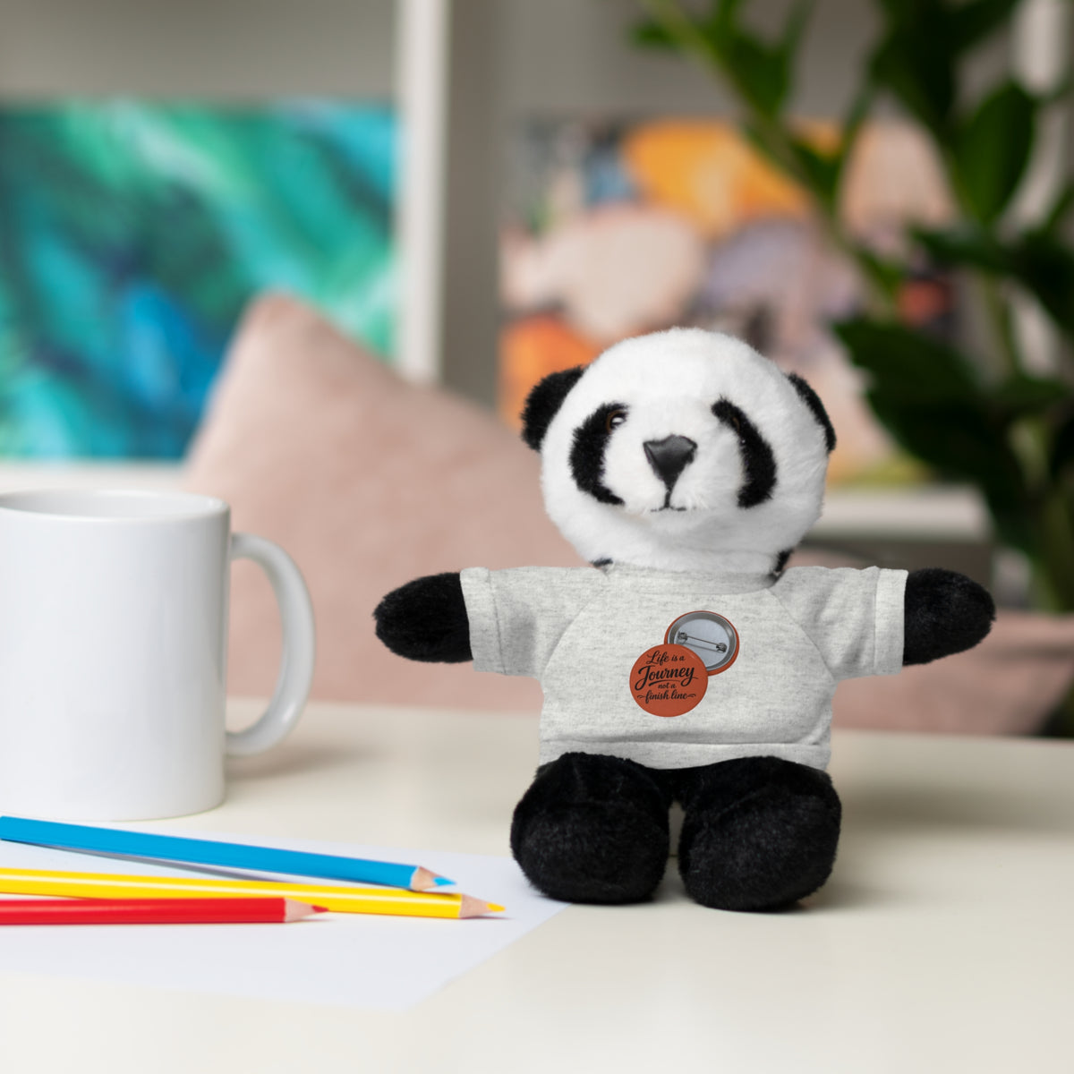 Life is a journey not a finish line. Plush Teddy Bear with Printed Tee — Cute Personalized Gift for Kids & Couples
