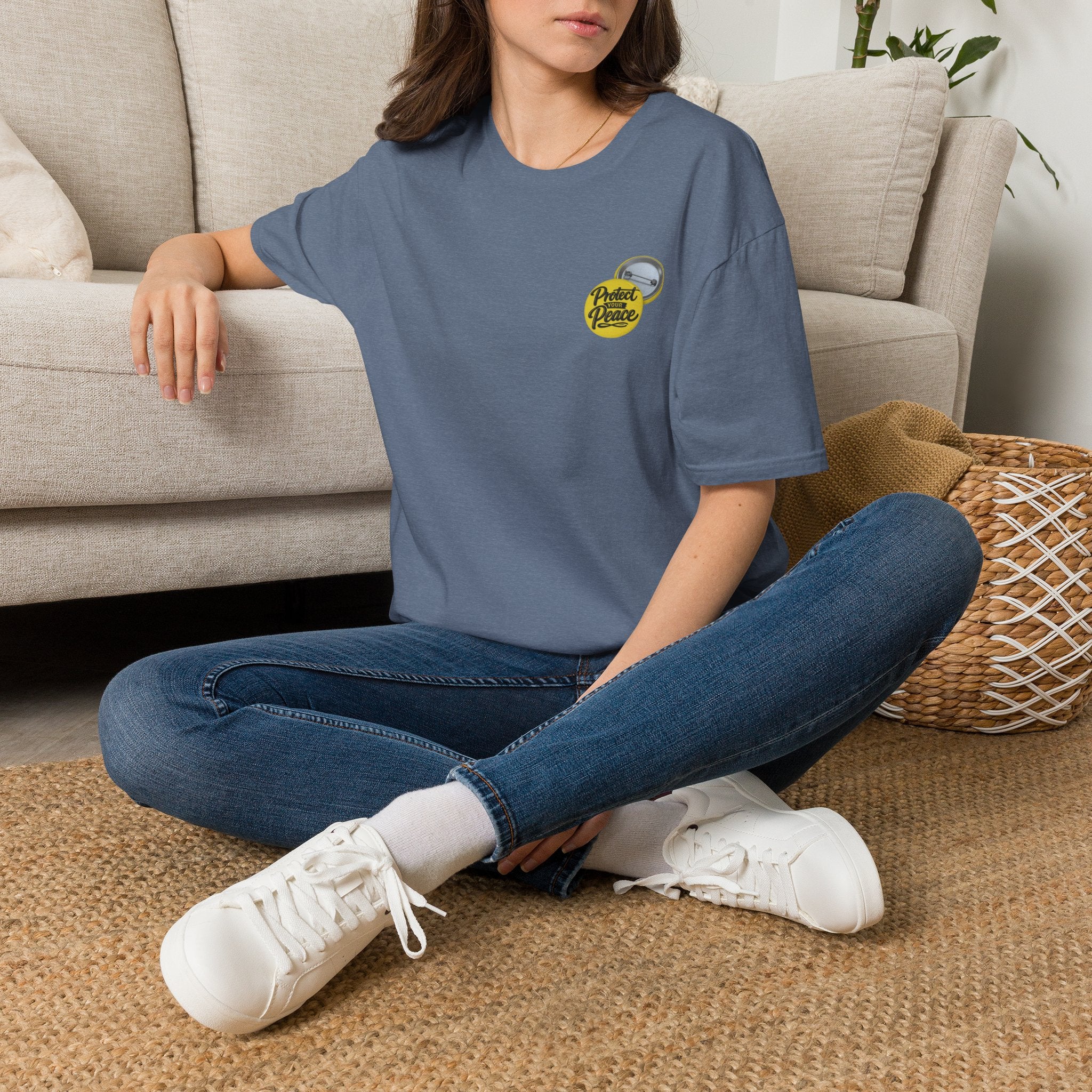 T-Shirt — 'Protect the Peace' Yellow Badge Casual Tee
