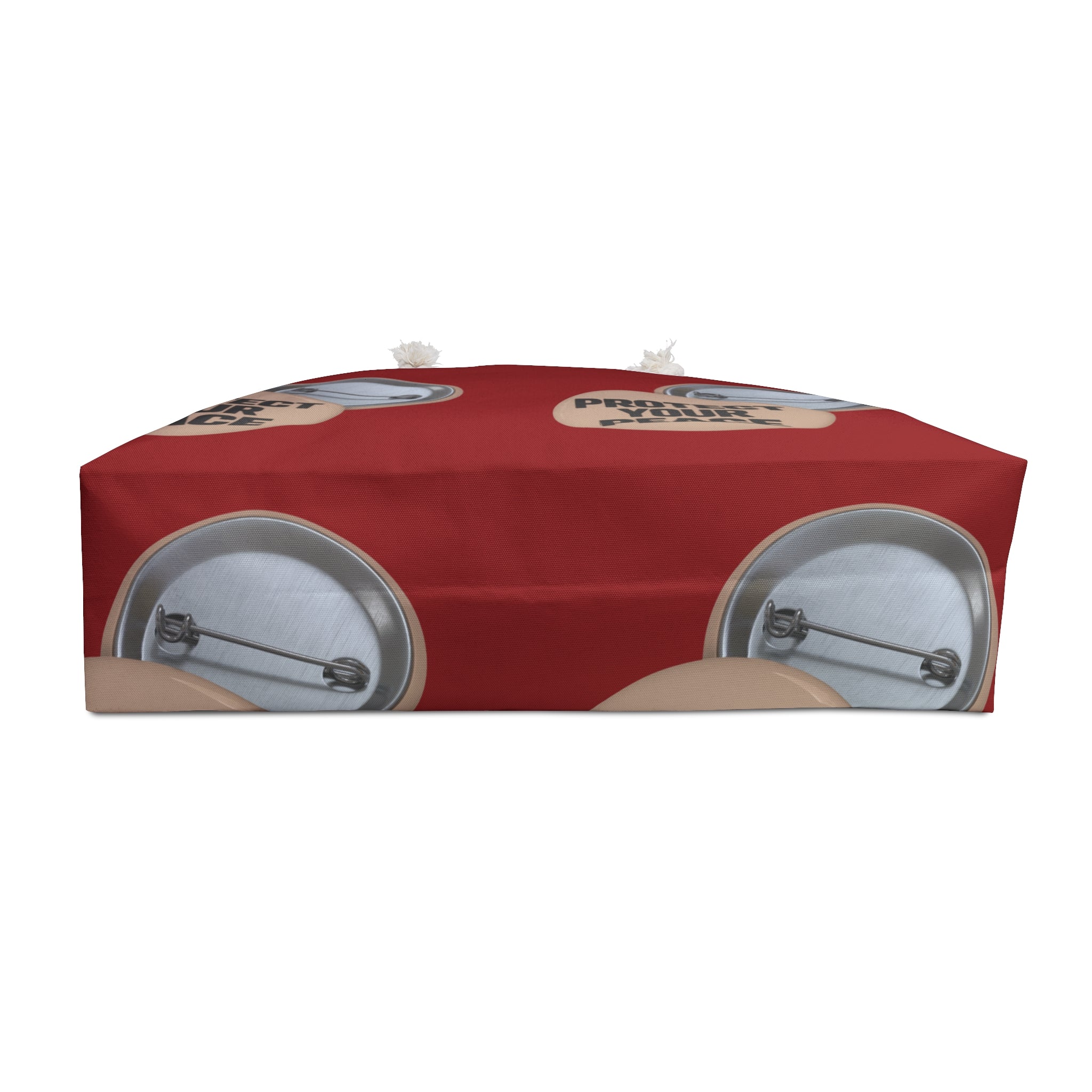 Protect Your Peace Weekender Bag — Maroon Travel Tote with Button Pin Design
