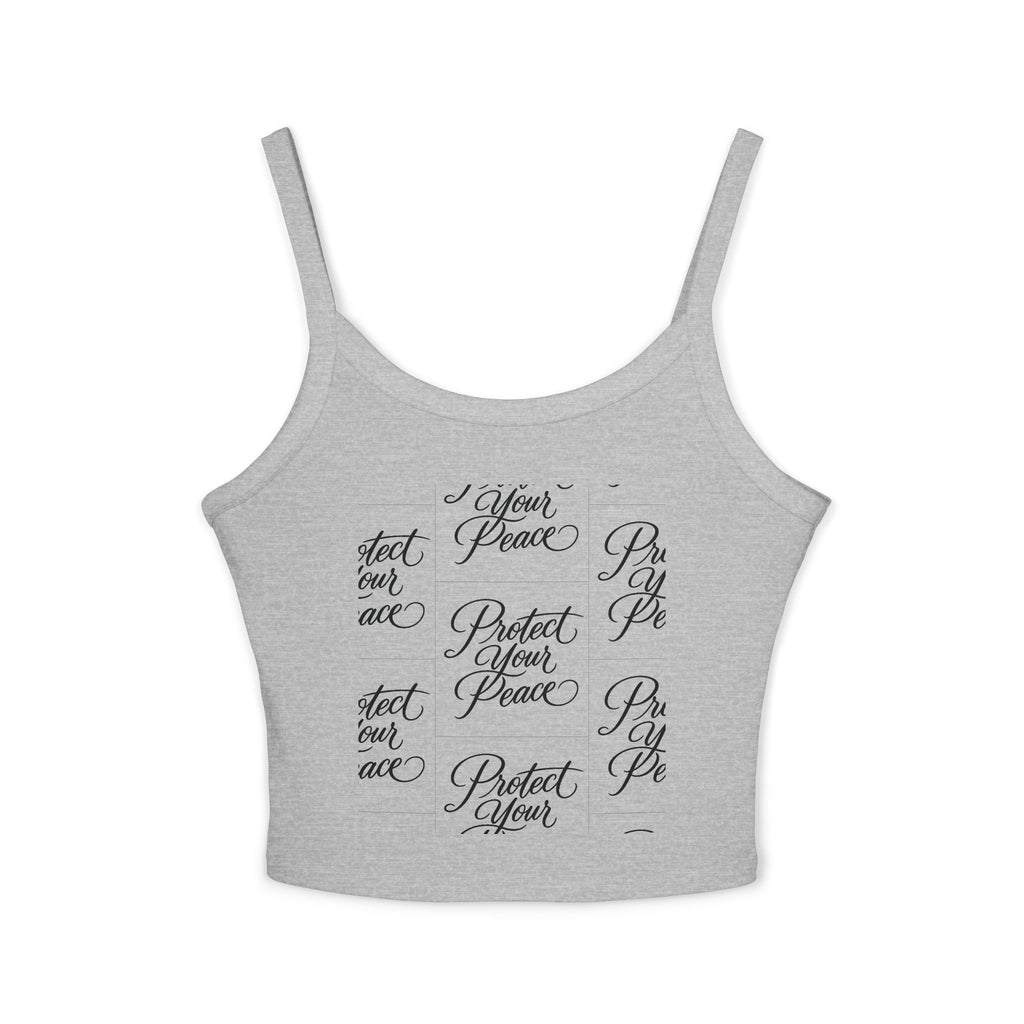 Crop Tank Top2 — "Protect Your Peace" Script Grid Graphic