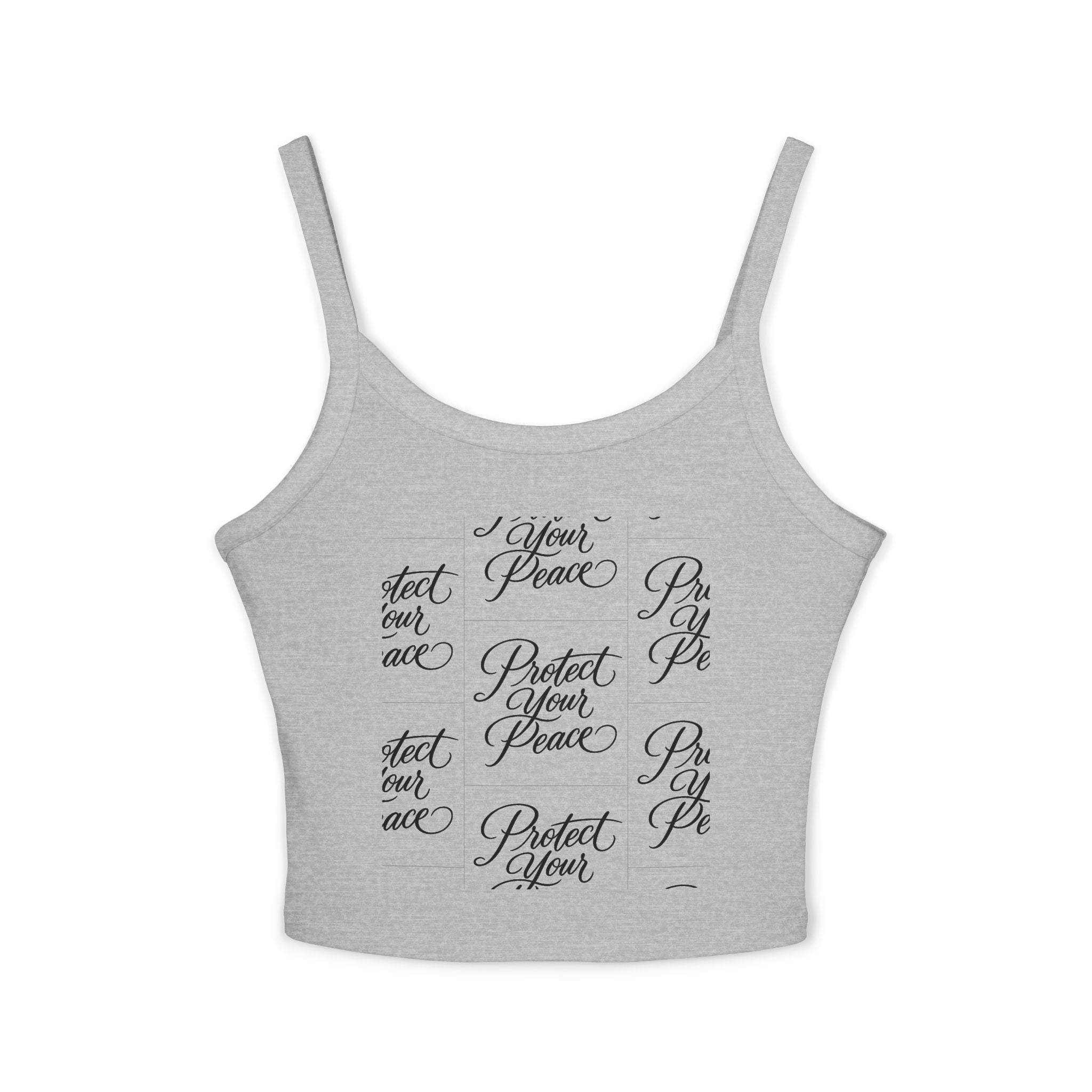 Crop Tank Top2 — "Protect Your Peace" Script Grid Graphic