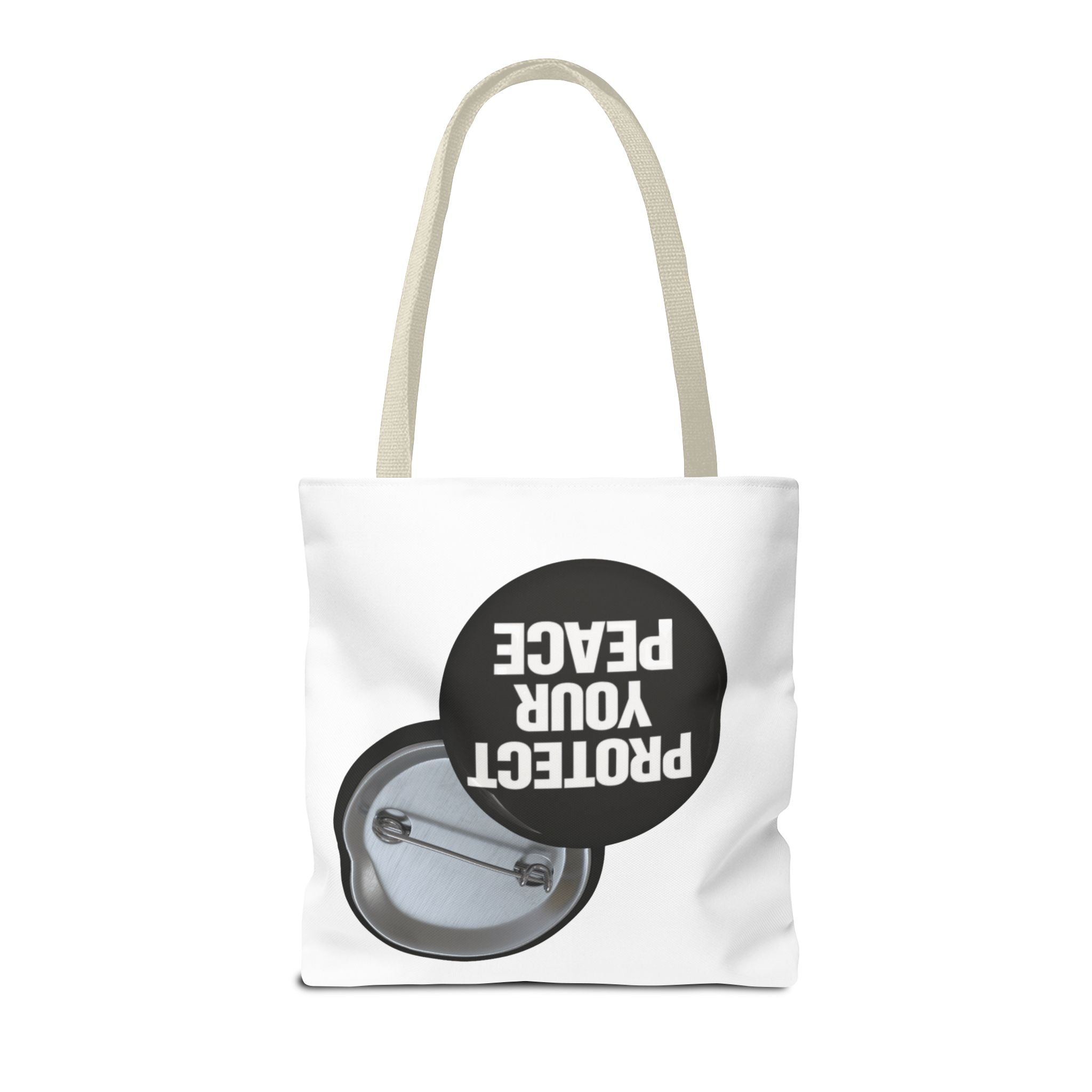 Tote — "Protect Your Peace" Button Design Cotton Tote Bag