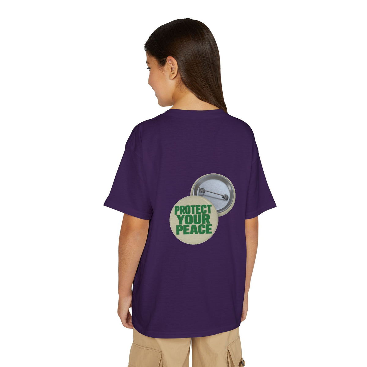 Youth T-Shirt — "Protect Your Peace" Button Graphic