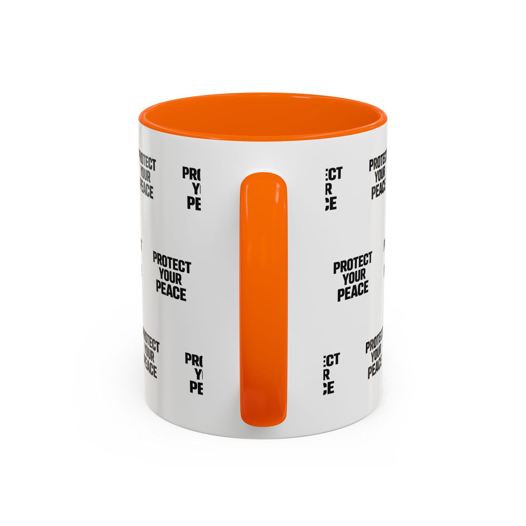 Protect Your Peace Accent Coffee Mug — Repeating Text 11/15oz