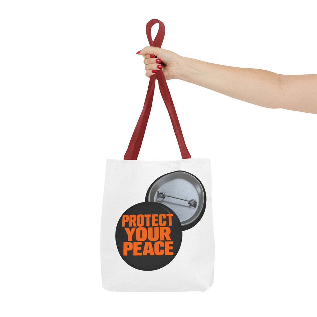 Tote Bag — Protect Your Peace Button Print Canvas Tote