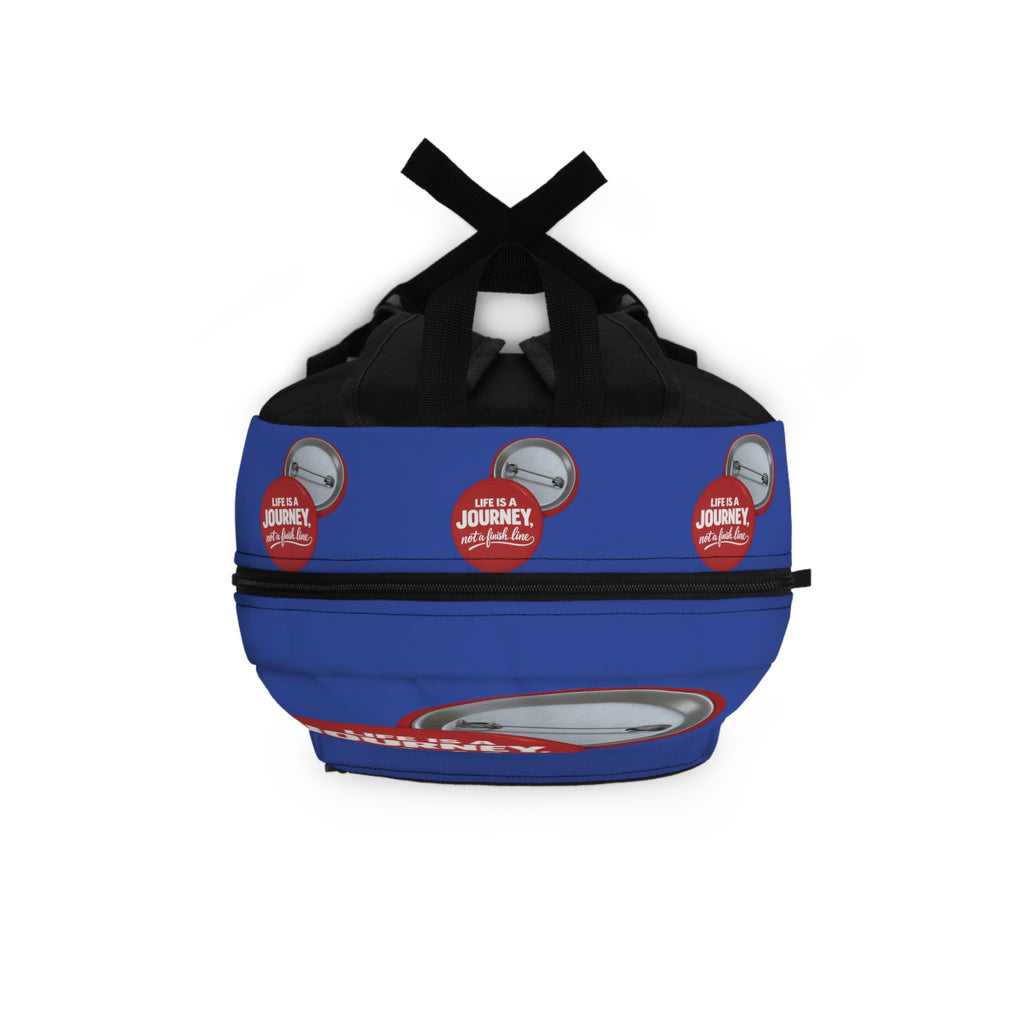 Journey Quote Backpack graphic design — "Life Is A Journey, Not A Finish Line" Motivational School Bag