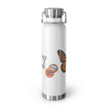 The circular graphic design reminds us to Protect Your Peace Flying High Monarch Butterfly Insulated Water Bottle — 22oz Vacuum Flask