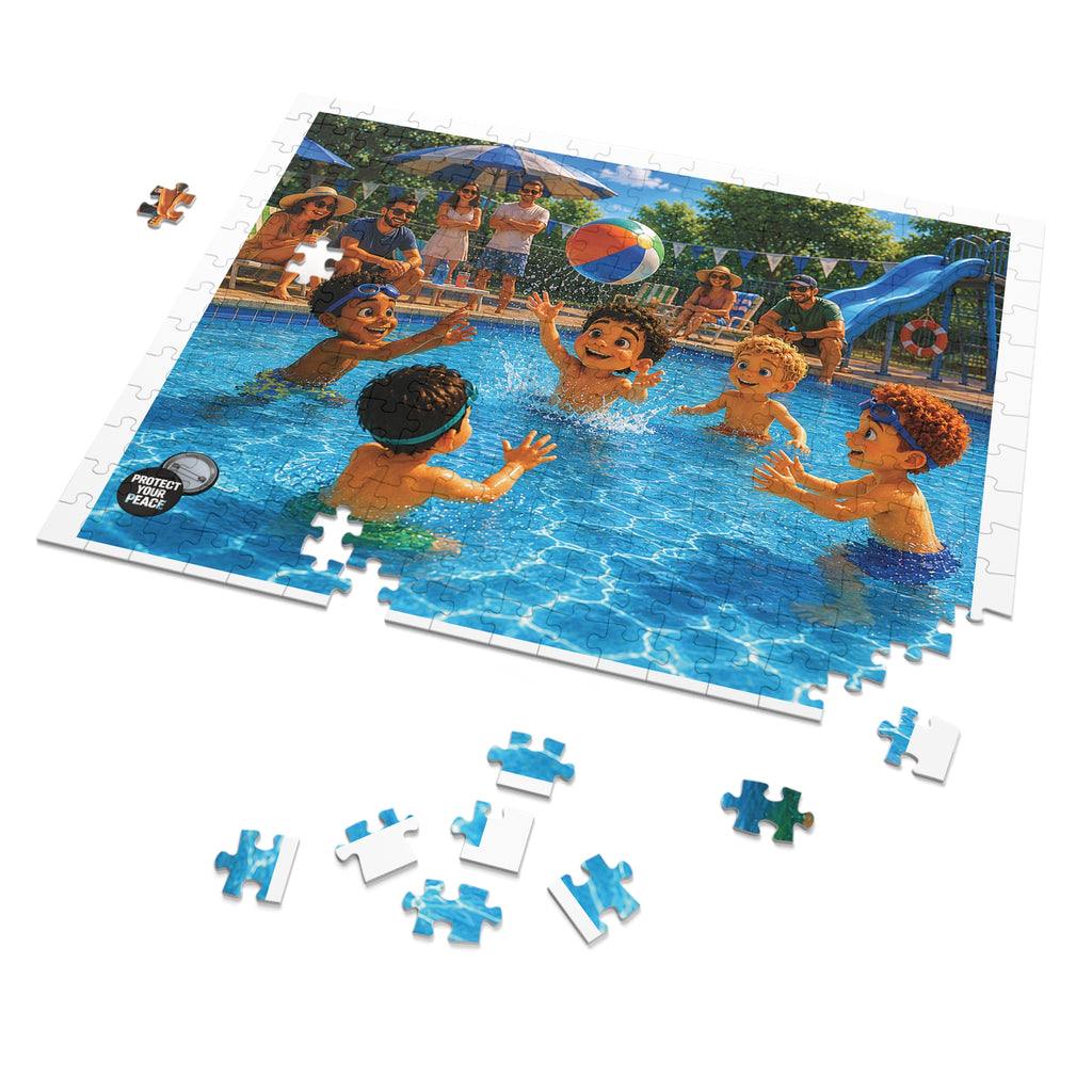 Kids Pool Party Jigsaw Puzzle with Tin - Summer Beach Ball Puzzle Gift (Family Fun)