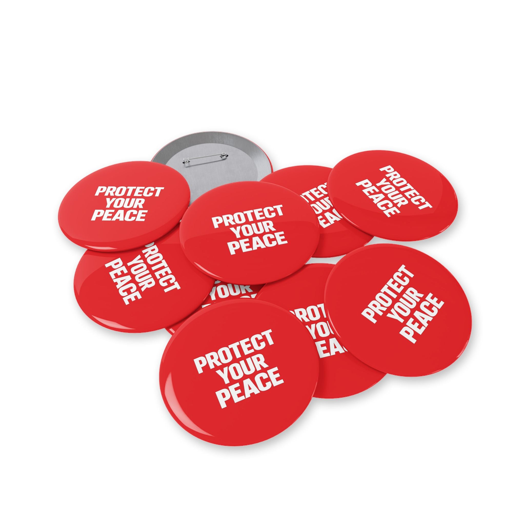 Protect Your Peace Pin — Red Round Button Badge