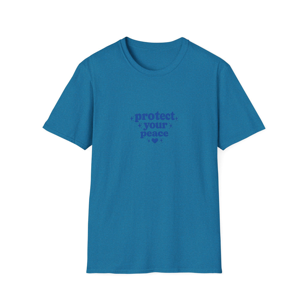 Protect Your Peace T-Shirt — Minimal Blue Self-Care Tee