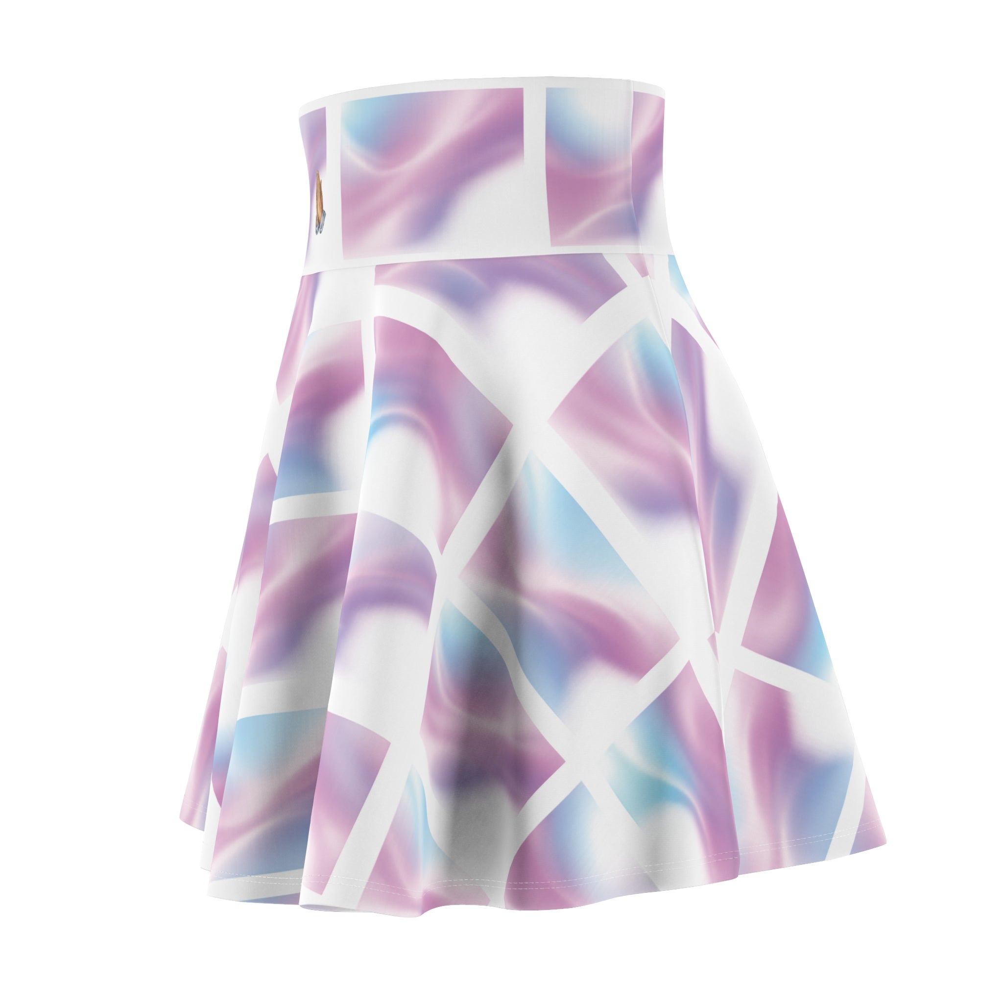Pastel Marble Skater Skirt – Lavender & Sky Blue AOP