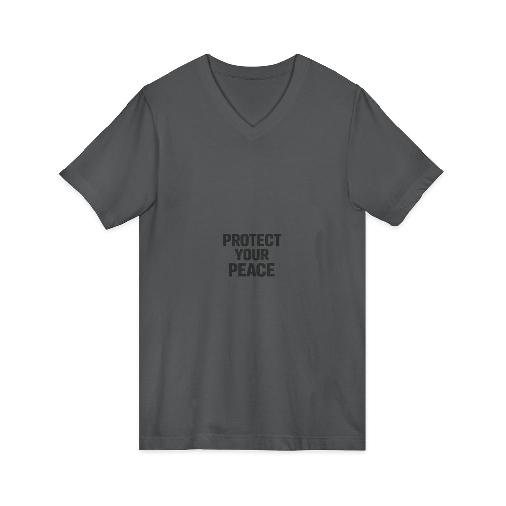 Protect Your Peace V-Neck Tee — Minimalist Self-Care Message Shirt