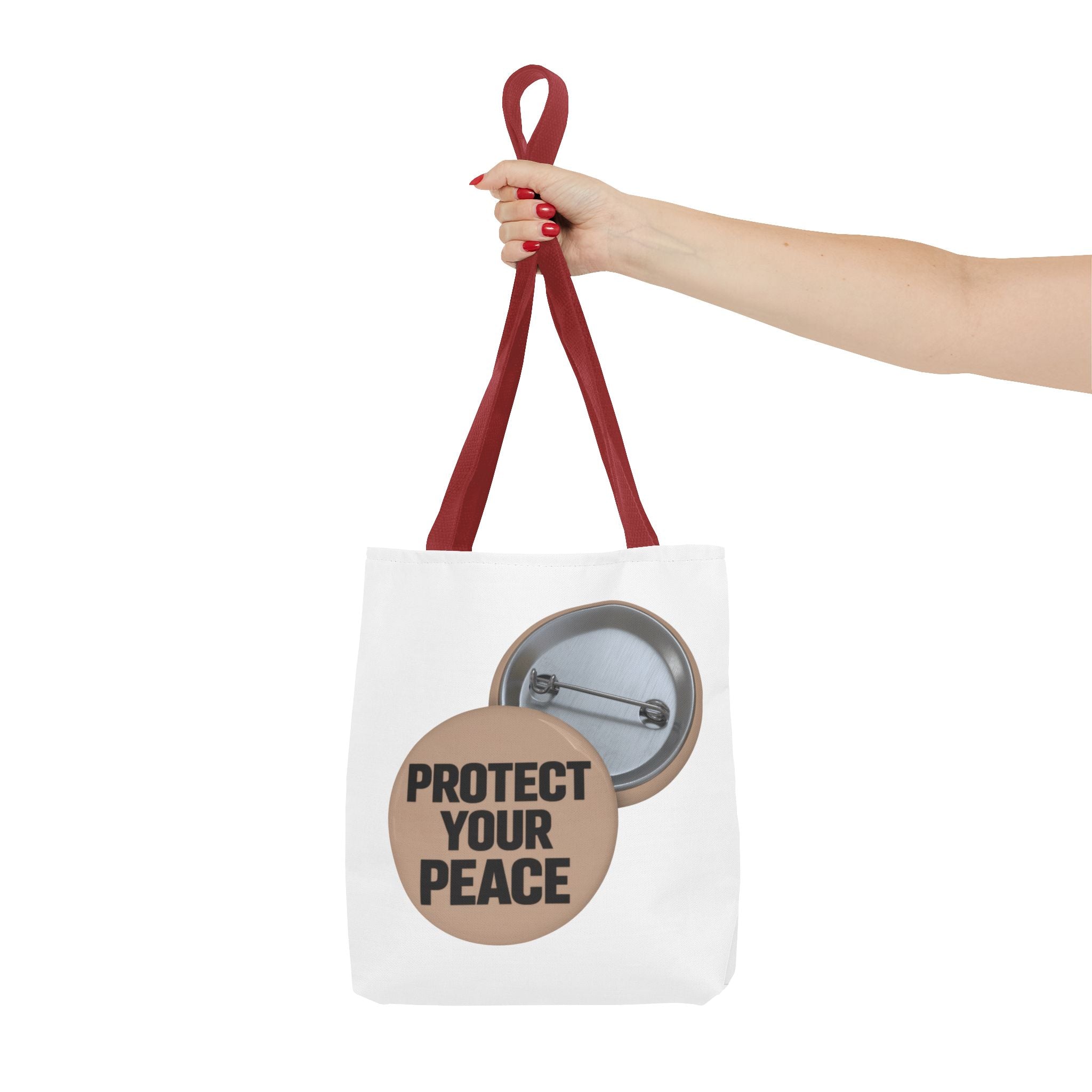 Protect Your Peace Button Tote Bag – Inspirational Everyday Carry