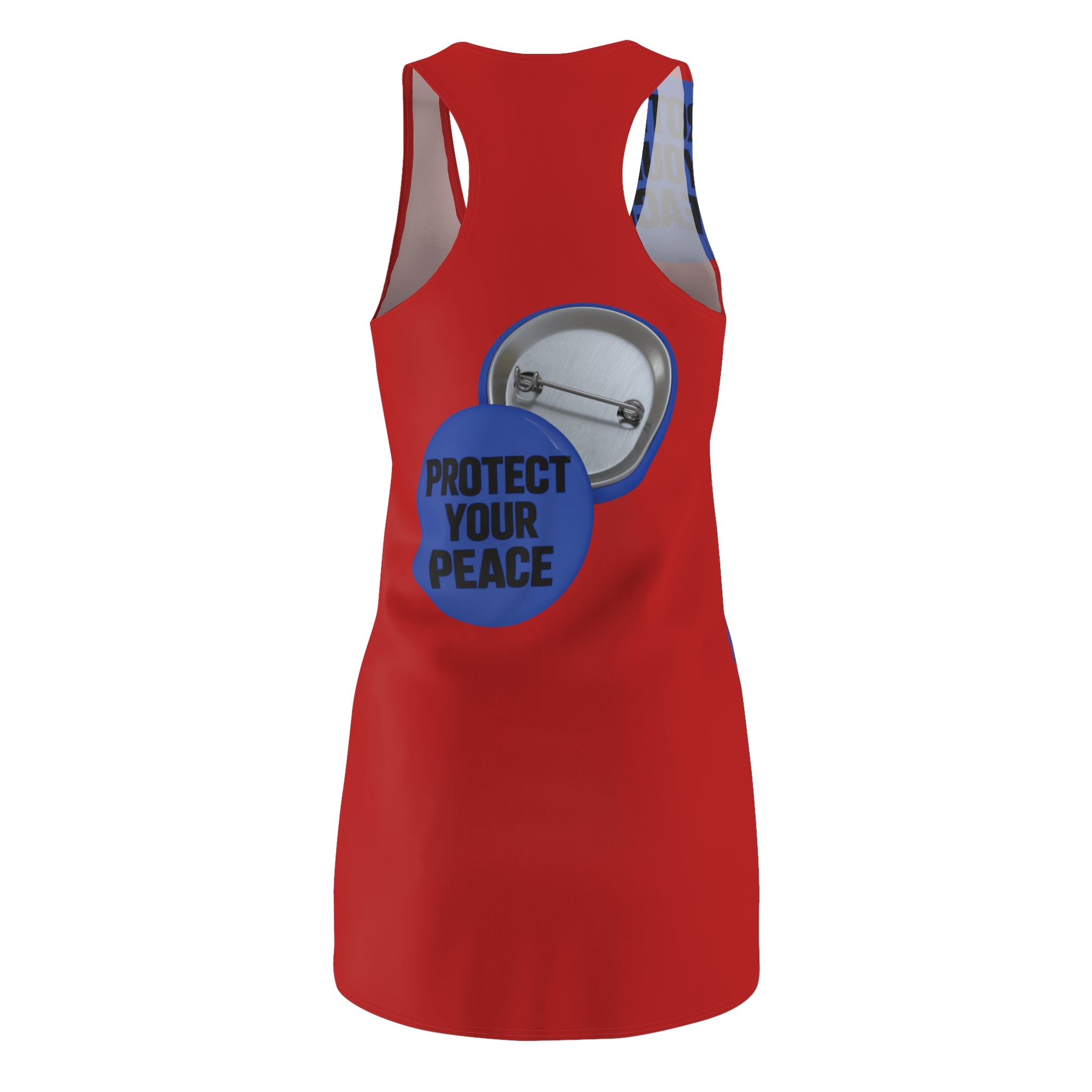 Protect Your Peace Racerback Dress — Red Button Print AOP