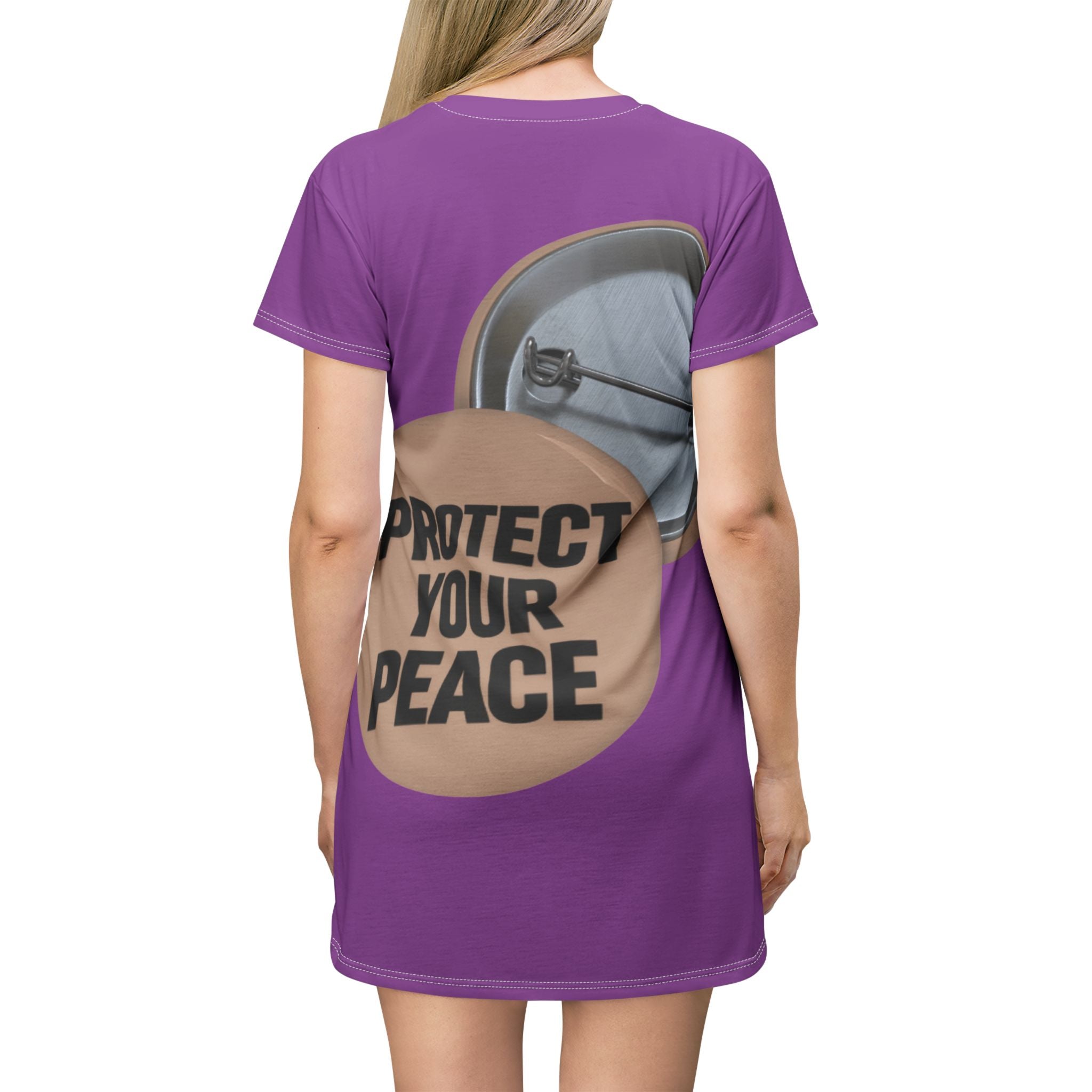 Protect Your Peace T-Shirt Dress – Graphic Button Design