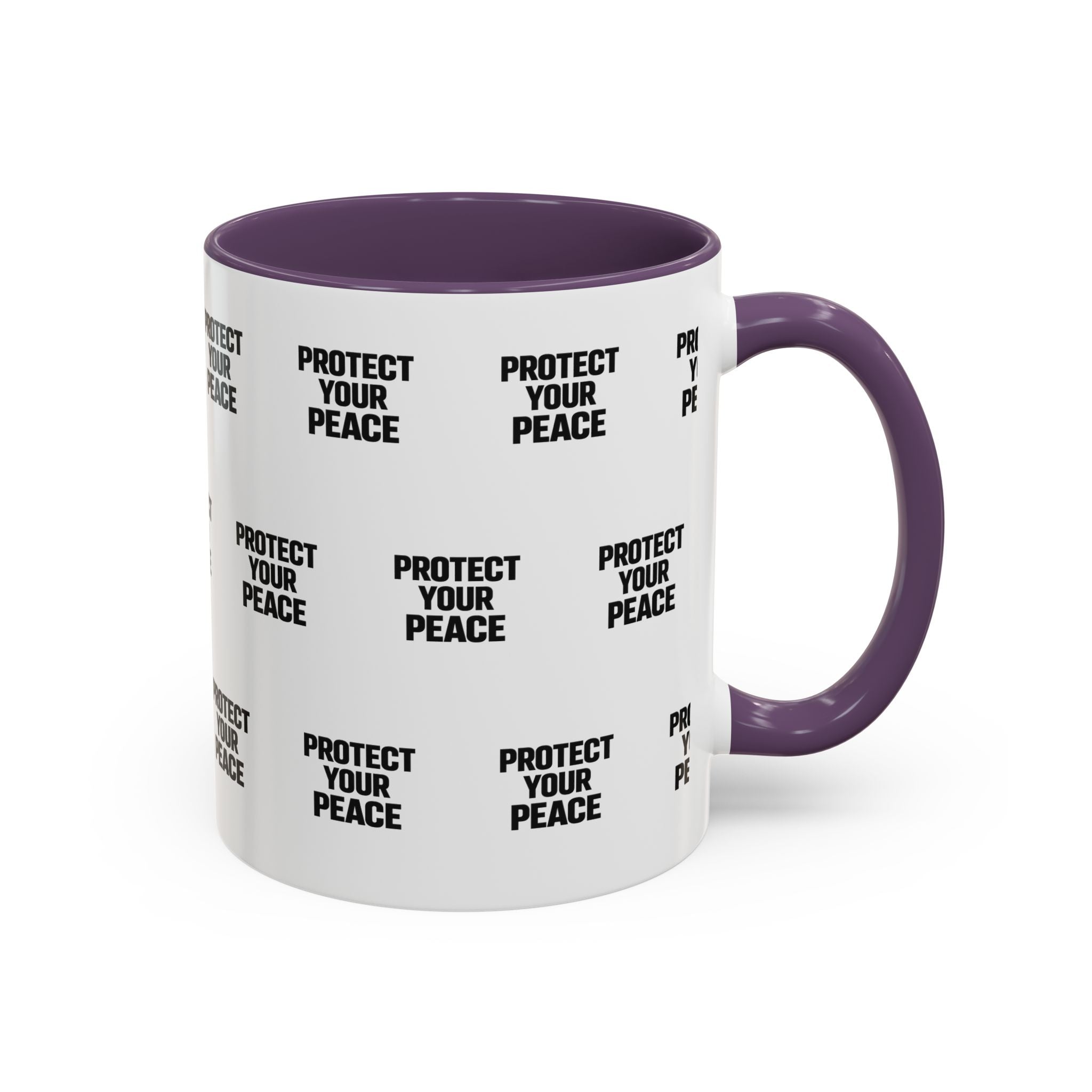 Protect Your Peace Accent Coffee Mug — Repeating Text 11/15oz
