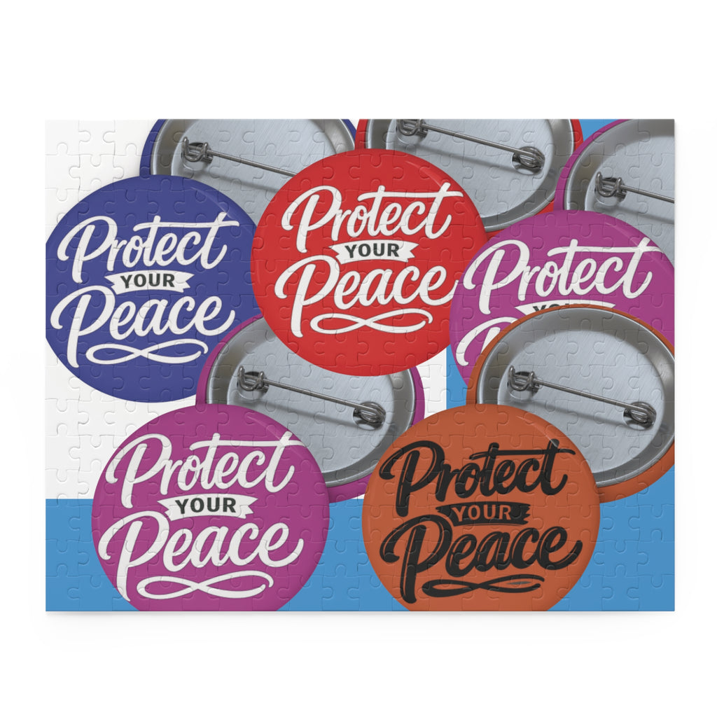 Protect Your Peace Button Puzzle — Motivational 120/252/500-Piece Jigsaw