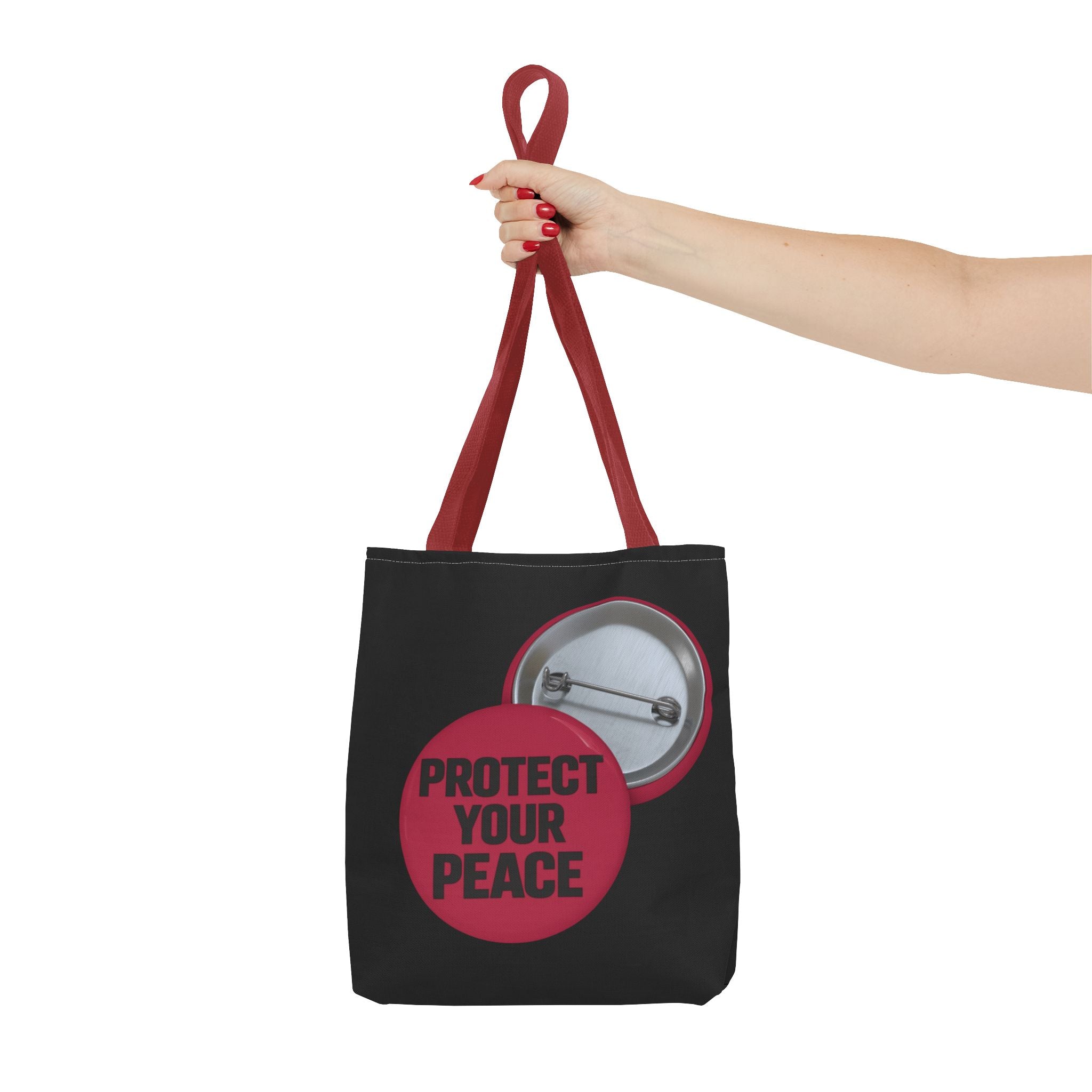 Protect Your Peace Button Graphic Tote Bag