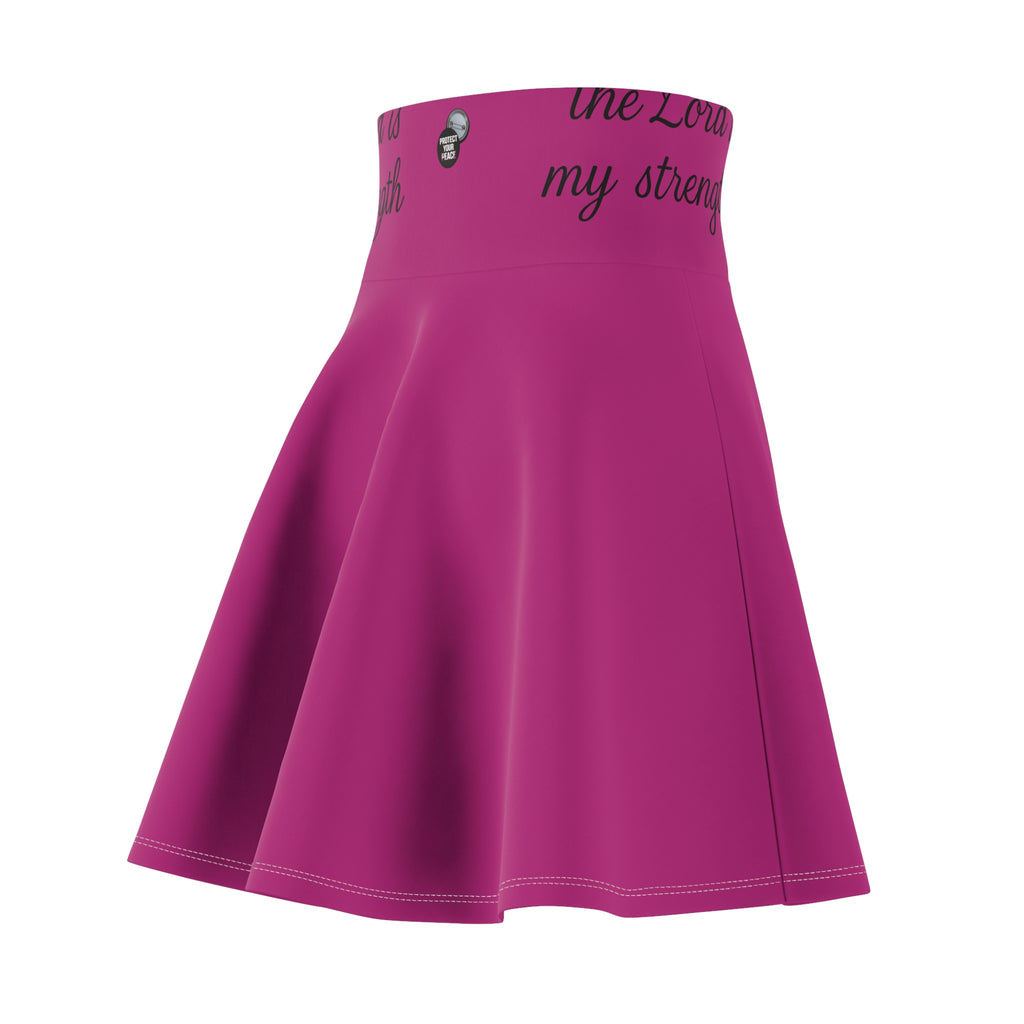Magenta Skater Skirt with "The Lord is my strength" Waistband — Faith-Inspired Flared Skirt Protect your peace.