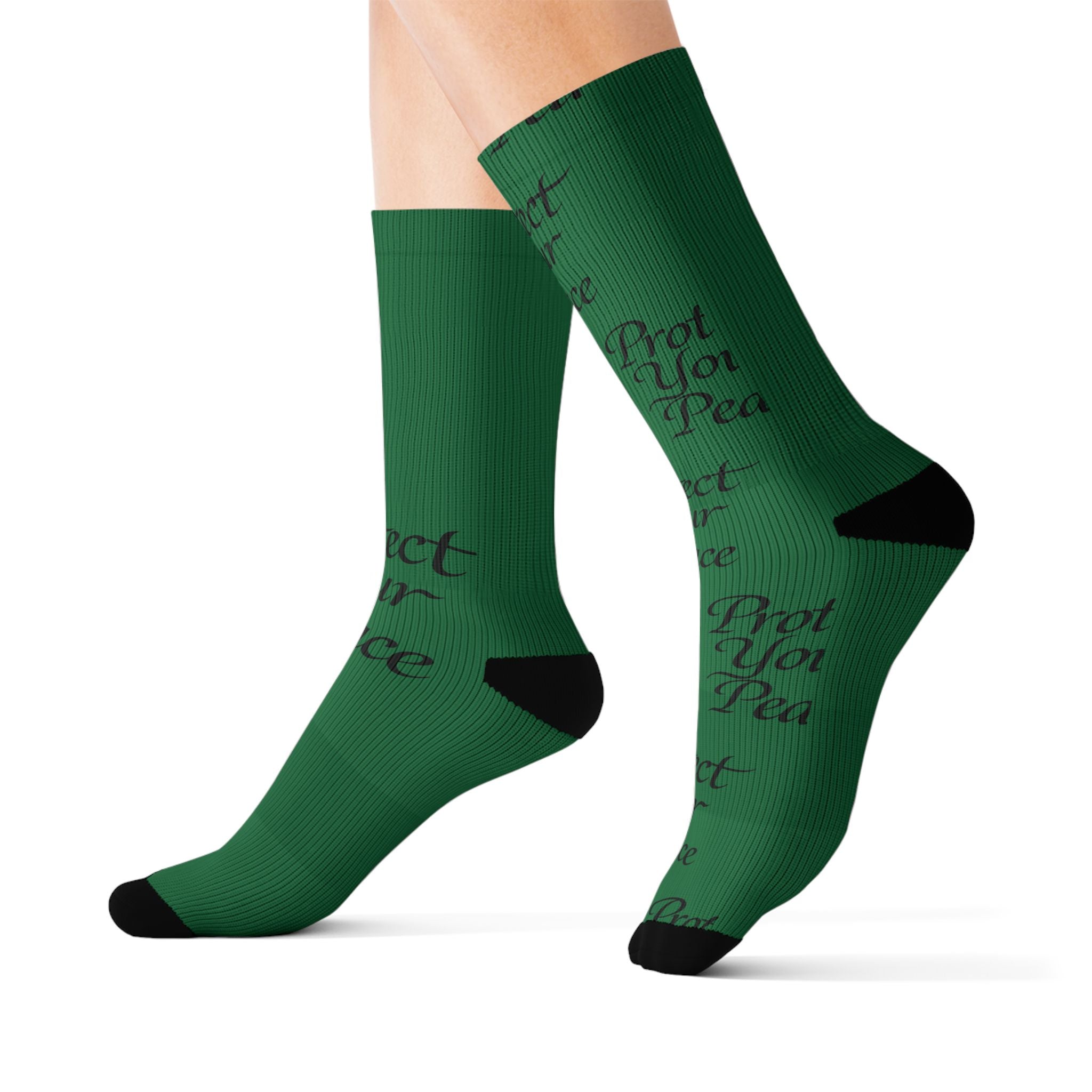 Green "Protect Your Peace" Sublimation Socks — Inspirational Crew Socks