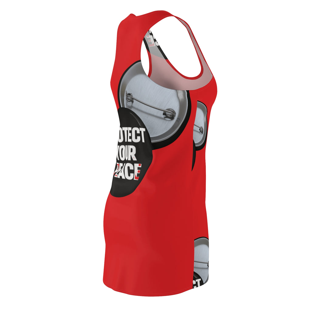 Protect Your Peace Racerback Dress — Bold Red AOP Statement Dress